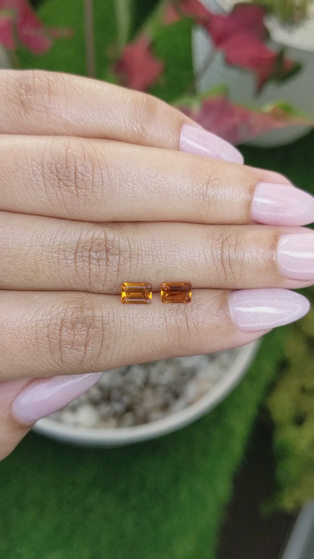 1.05&nbsp;Ct.Tw.Total Carat Weight Madeira Citrine Pair from Brazil Size Video