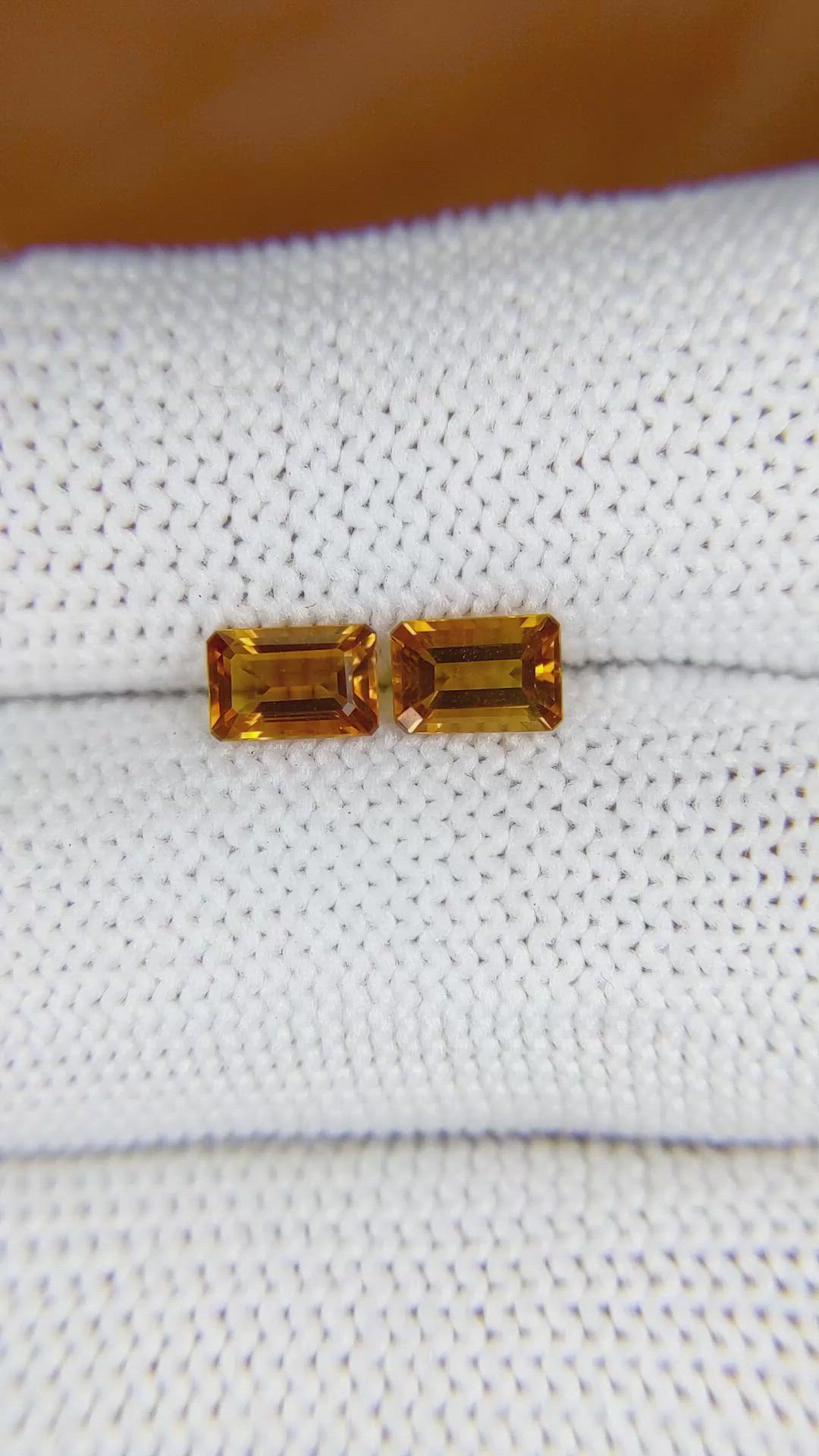 1.05&nbsp;Ct.Tw.Total Carat Weight Madeira Citrine Pair from Brazil Size Video