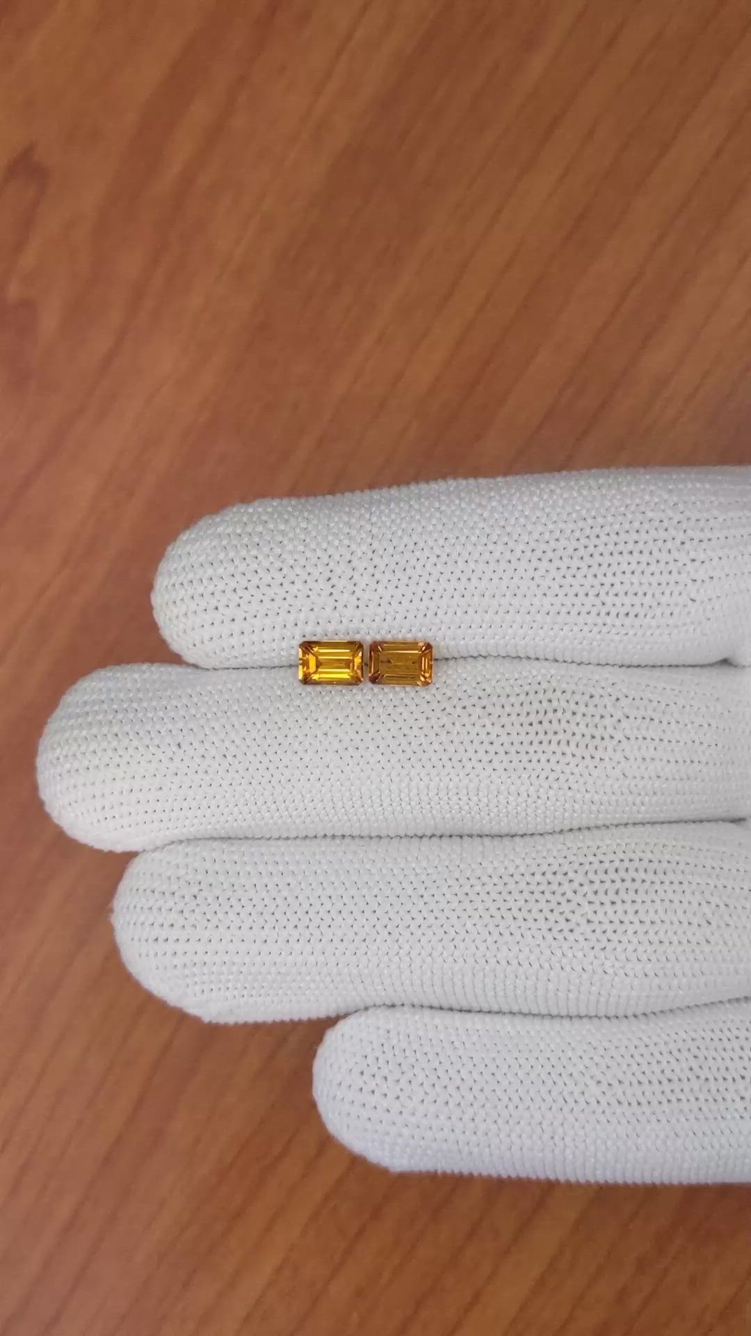 1.11&nbsp;Ct.Tw.Total Carat Weight Madeira Citrine Pair from Brazil Size Video