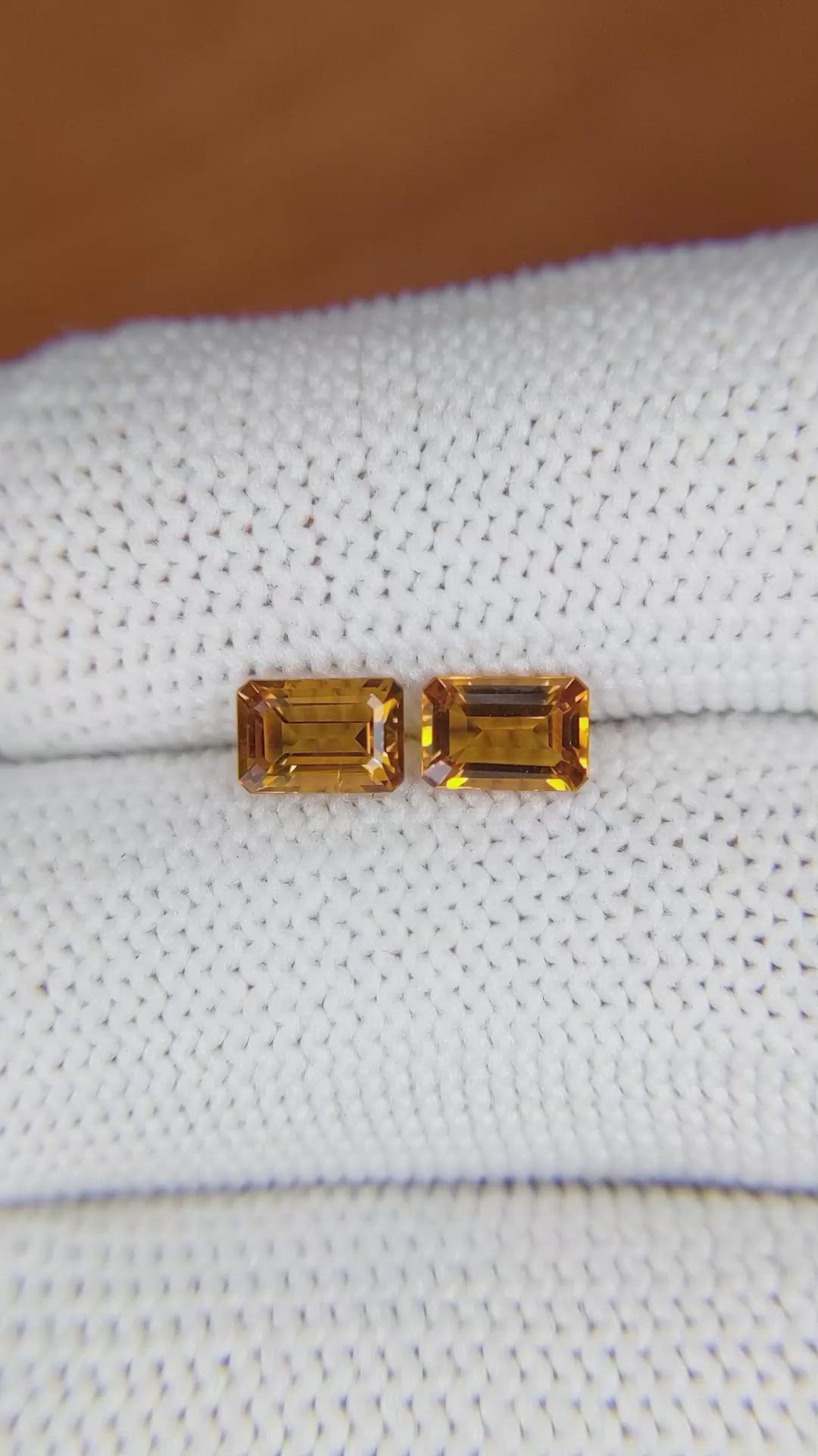 1.11&nbsp;Ct.Tw.Total Carat Weight Madeira Citrine Pair from Brazil Size Video