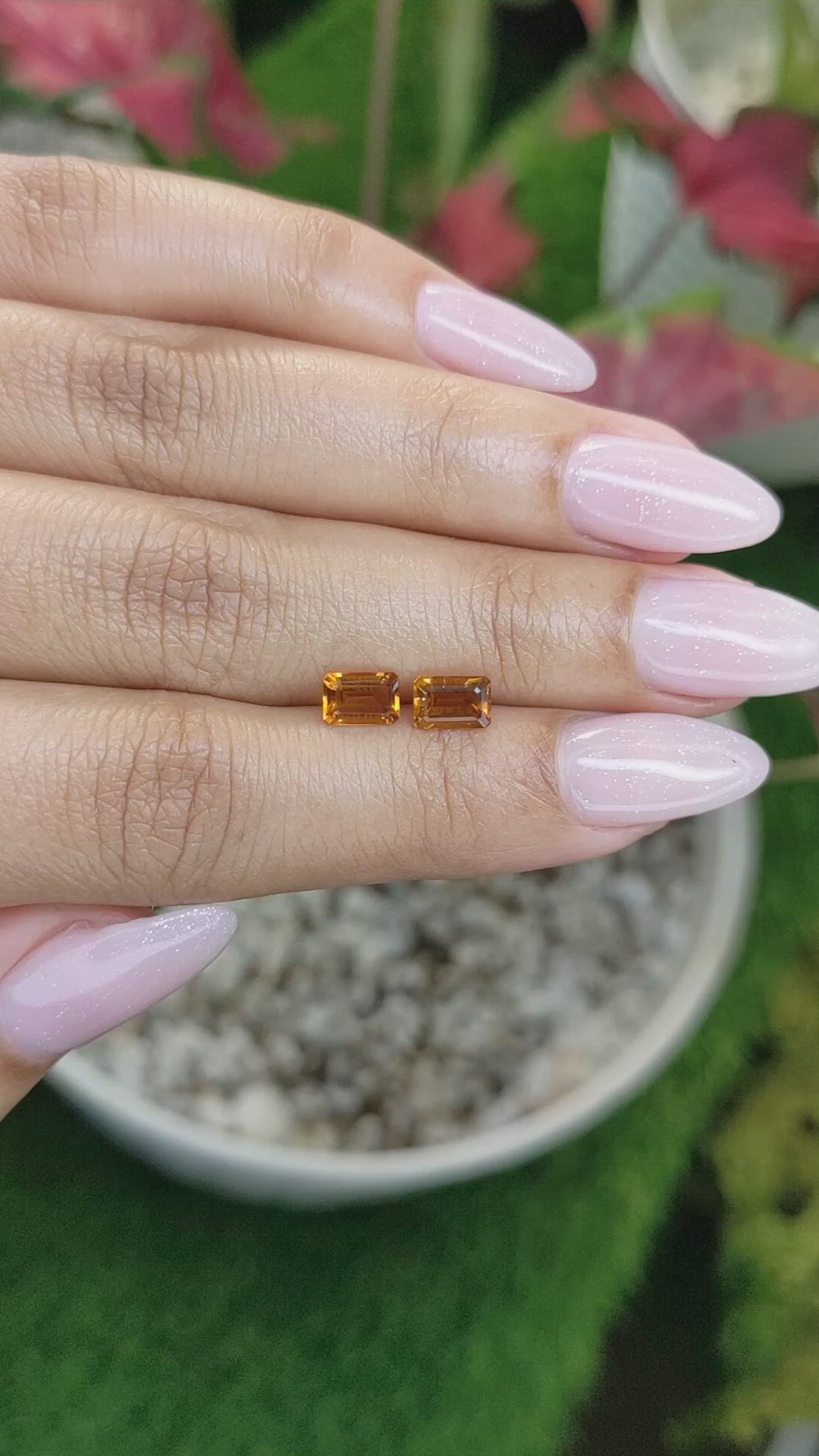 1.11&nbsp;Ct.Tw.Total Carat Weight Madeira Citrine Pair from Brazil Size Video