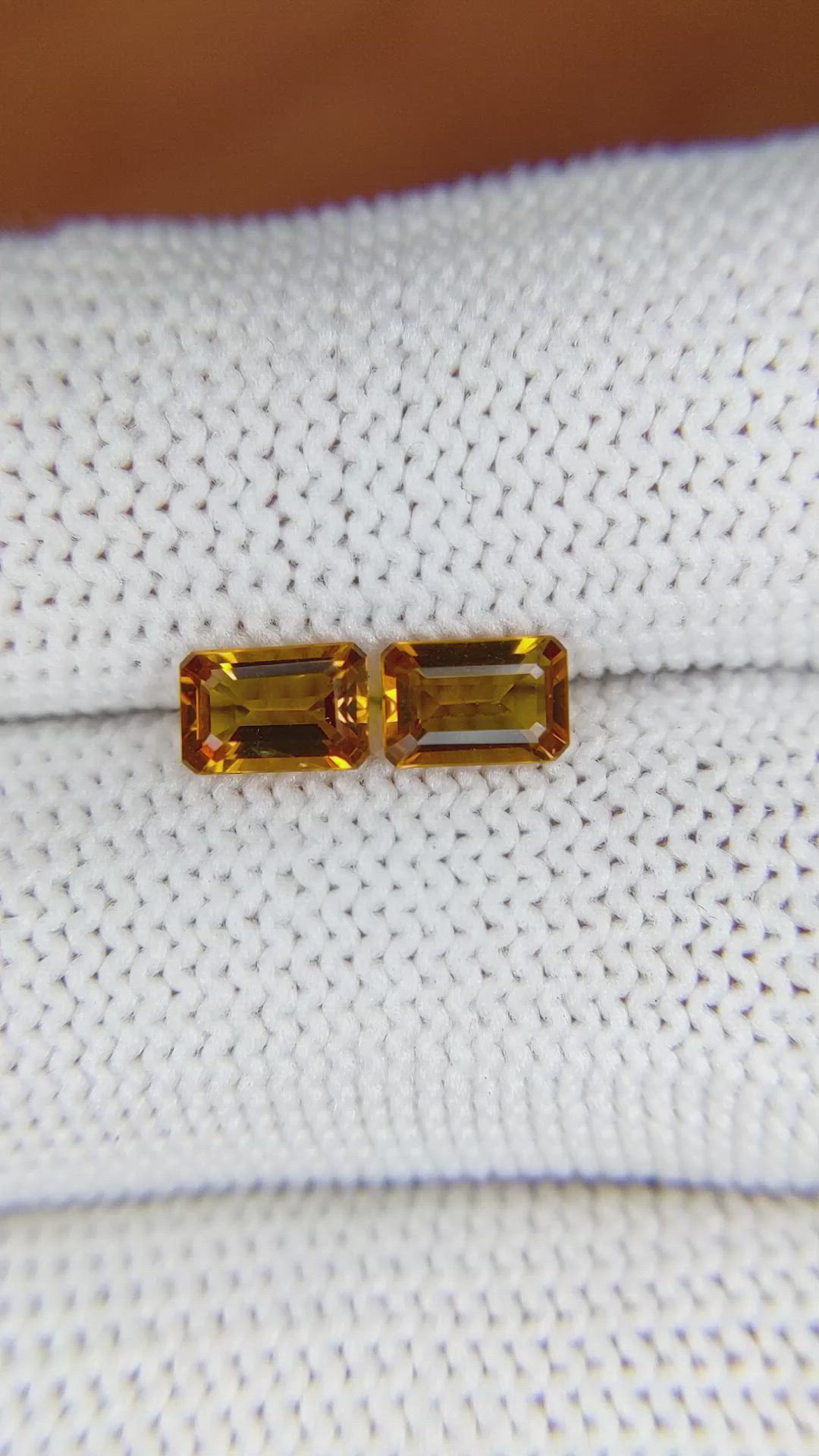 0.95&nbsp;Ct.Tw.Total Carat Weight Madeira Citrine Pair from Brazil Size Video