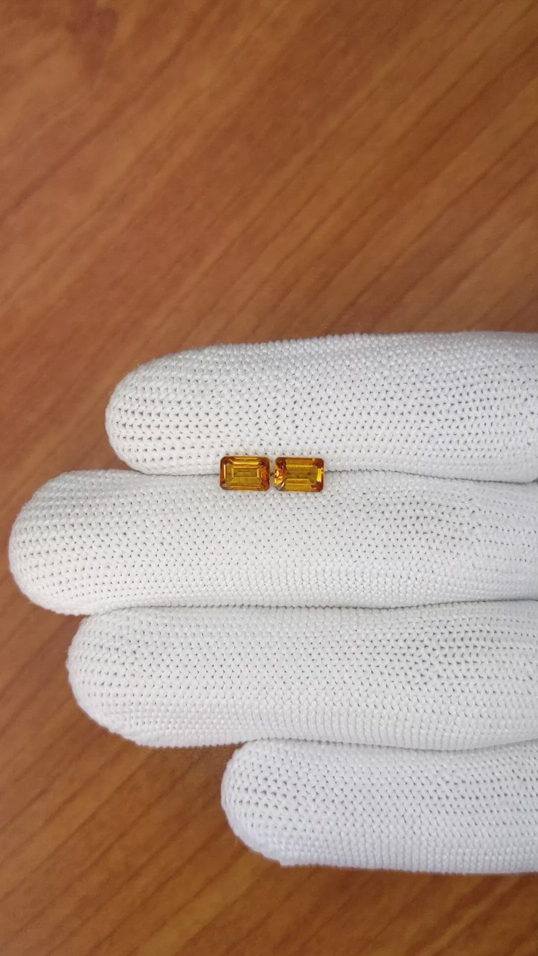 0.97&nbsp;Ct.Tw.Total Carat Weight Madeira Citrine Pair from Brazil Size Video