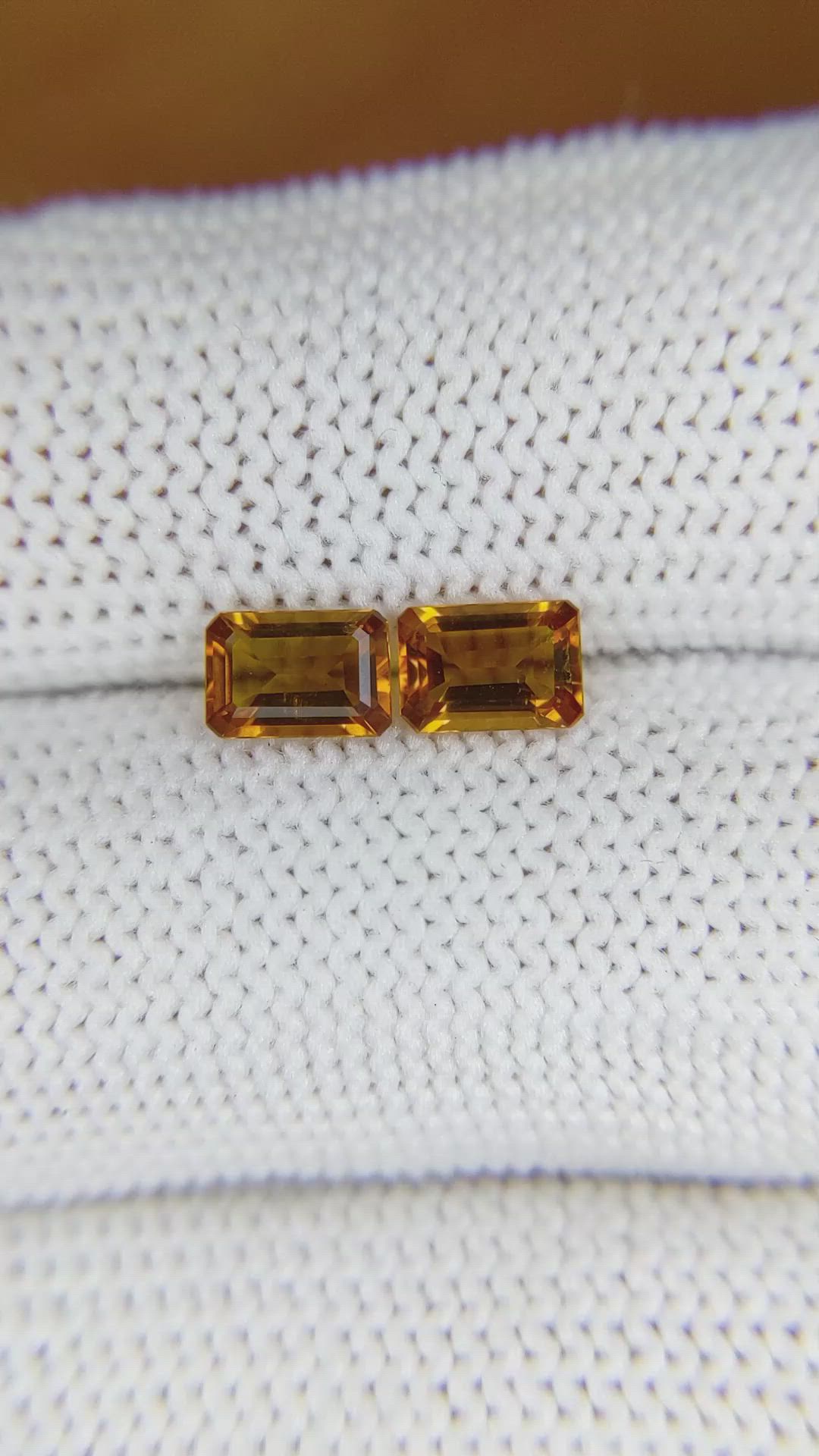 0.97&nbsp;Ct.Tw.Total Carat Weight Madeira Citrine Pair from Brazil Size Video