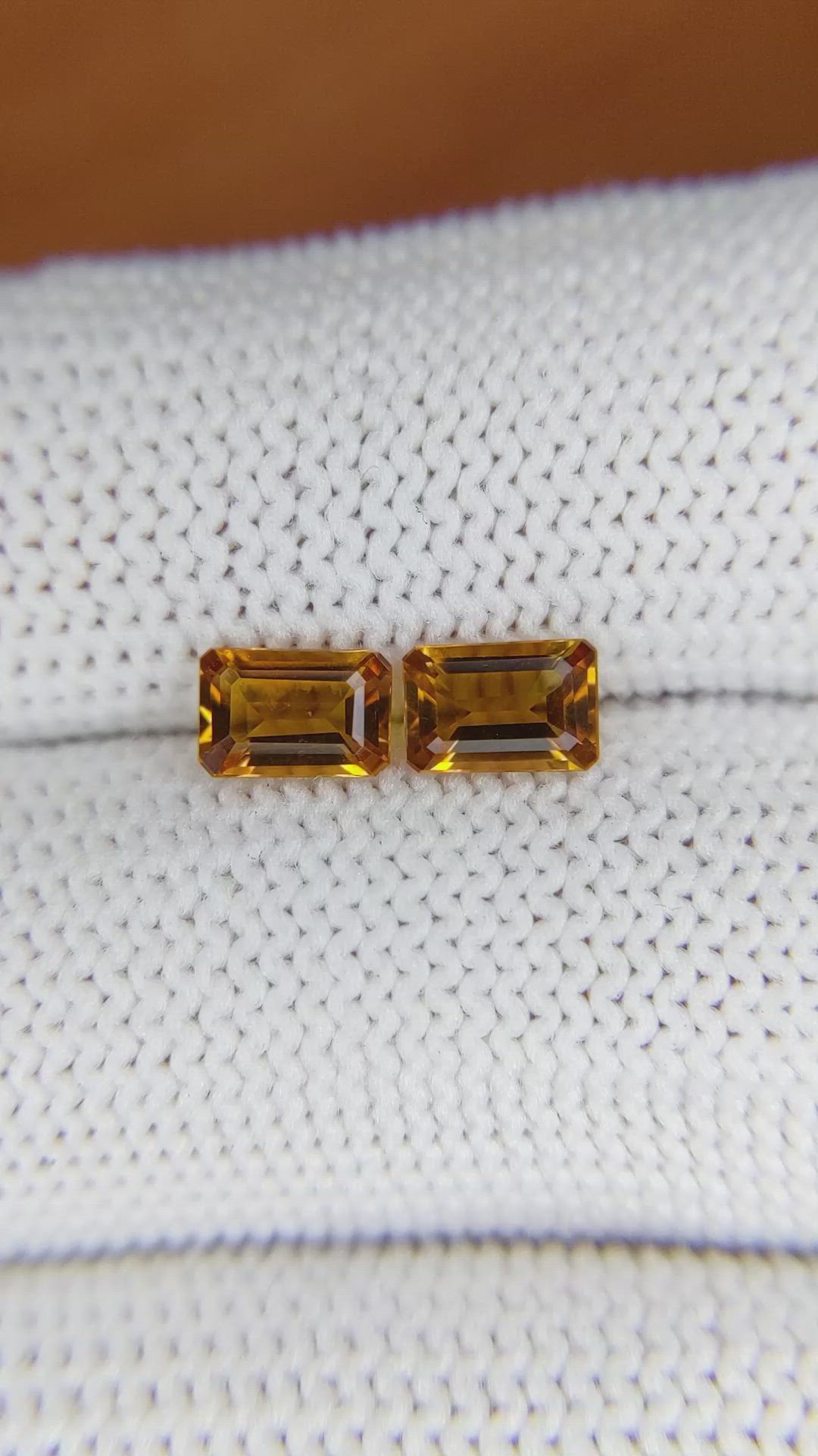 0.98&nbsp;Ct.Tw.Total Carat Weight Madeira Citrine Pair from Brazil Size Video