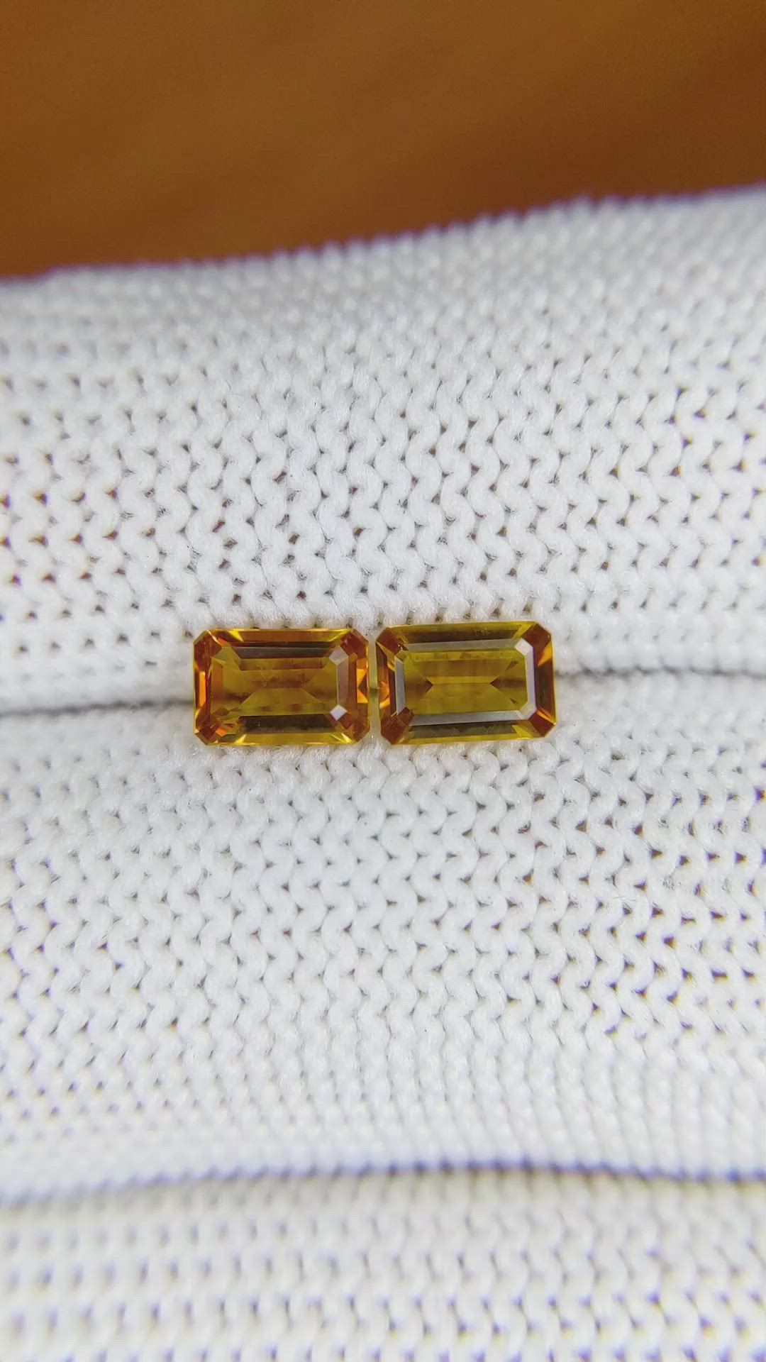 0.88&nbsp;Ct.Tw.Total Carat Weight Madeira Citrine Pair from Brazil Size Video