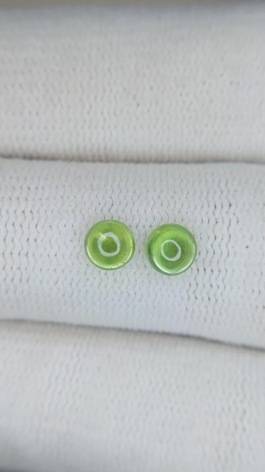 0.98&nbsp;Ct.Tw.Total Carat Weight Green Cabochon Demantoid Garnet Pair from Russia Size Video