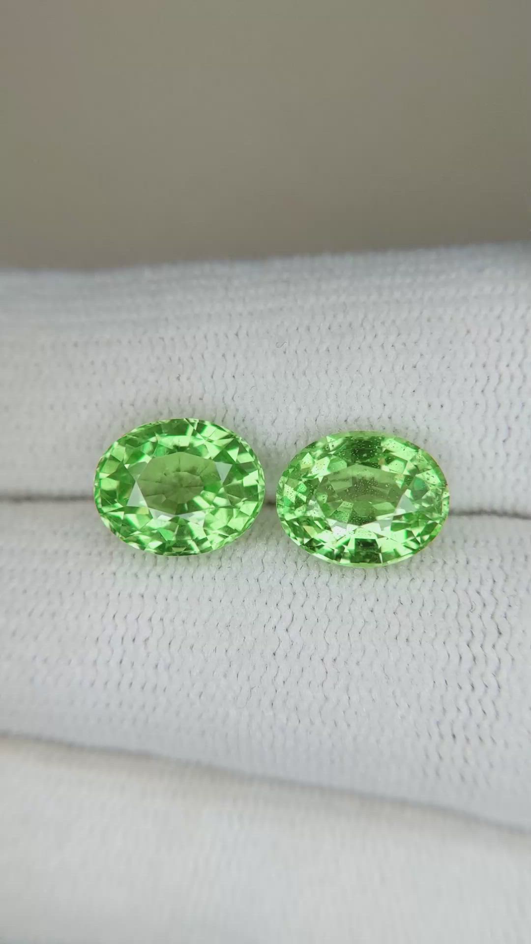 5.65&nbsp;Ct.Tw.Total Carat Weight Tsavorite Garnet Pair from Tanzania Size Video