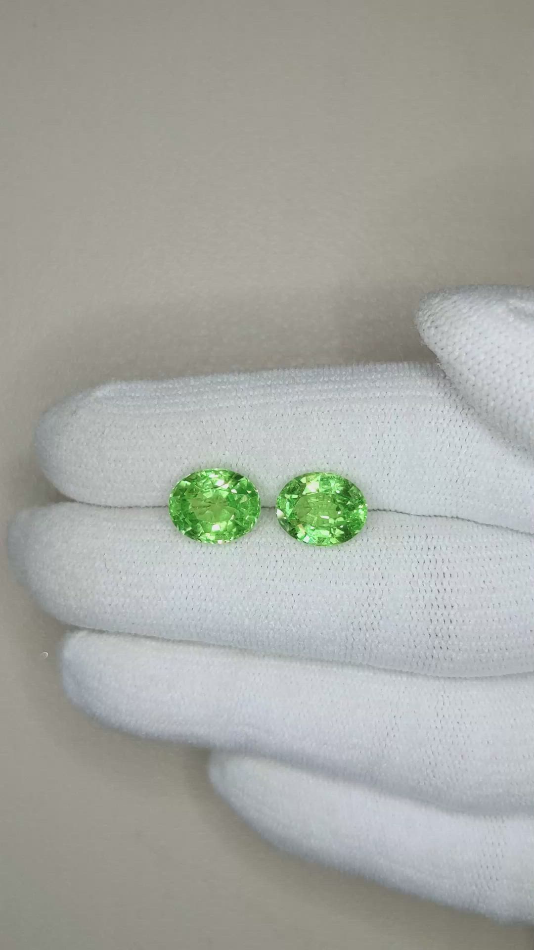 5.65&nbsp;Ct.Tw.Total Carat Weight Tsavorite Garnet Pair from Tanzania Size Video