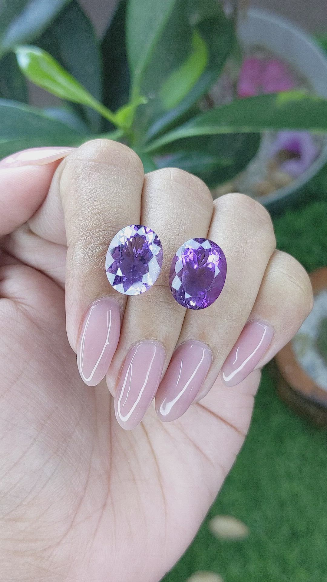 13.13 Ct.Tw.Total Carat Weight Purple Amethyst Pair from Ceylon (Sri Lanka) Size Video