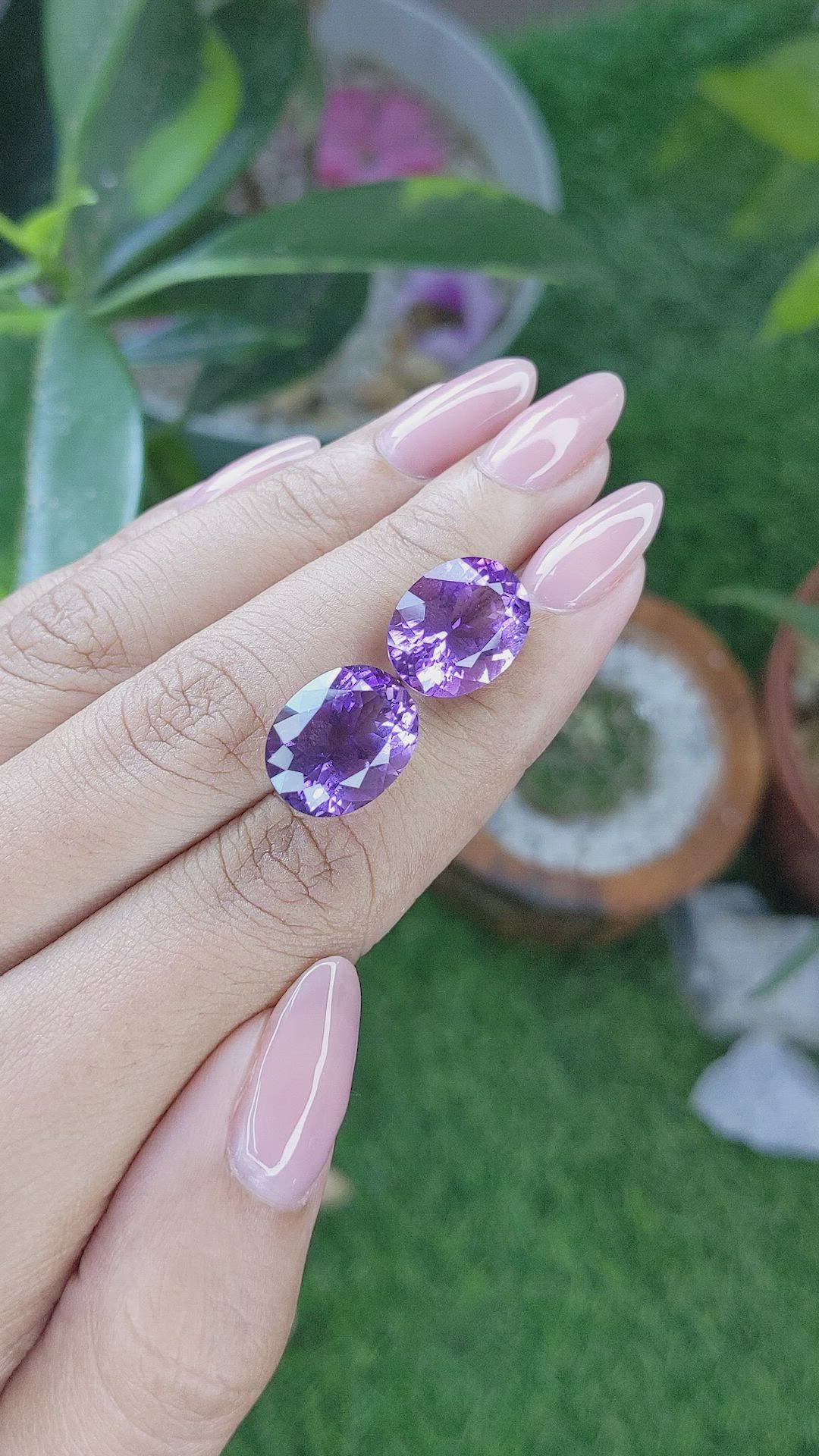 13.13 Ct.Tw.Total Carat Weight Purple Amethyst Pair from Ceylon (Sri Lanka) Size Video