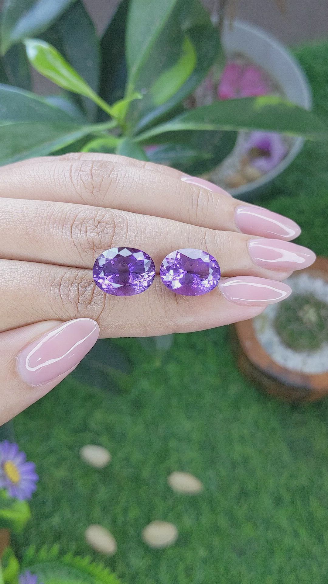 13.13 Ct.Tw.Total Carat Weight Purple Amethyst Pair from Ceylon (Sri Lanka) Size Video
