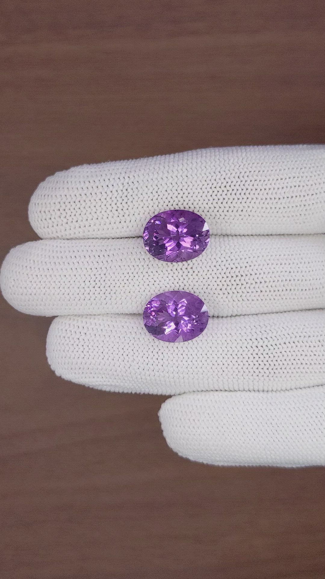 13.13 Ct.Tw.Total Carat Weight Purple Amethyst Pair from Ceylon (Sri Lanka) Size Video