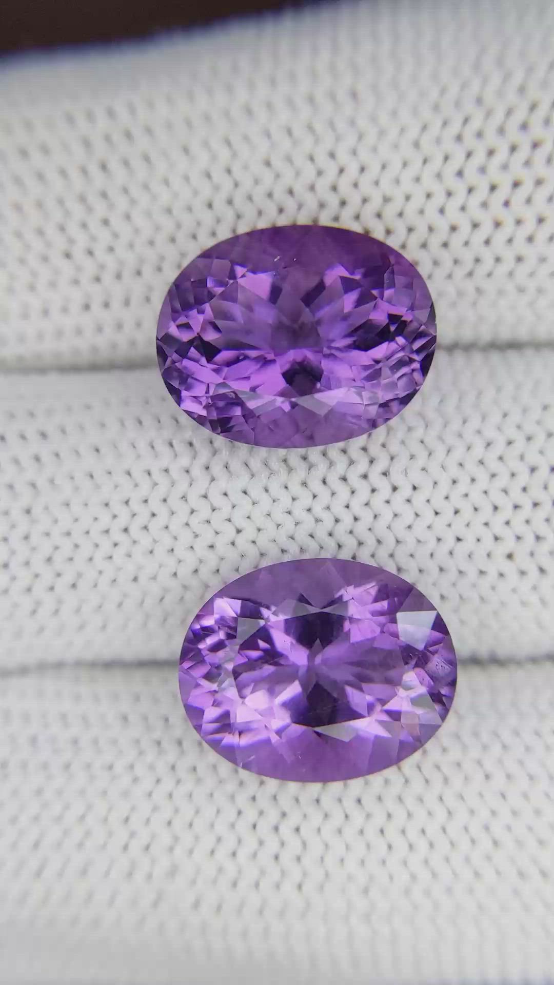 13.13 Ct.Tw.Total Carat Weight Purple Amethyst Pair from Ceylon (Sri Lanka) Size Video