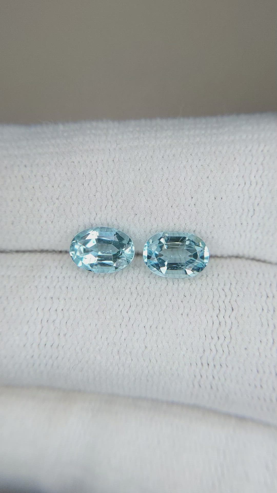 1.48&nbsp;Ct.Tw.Total Carat Weight Blue Aquamarine Pair from Brazil Size Video