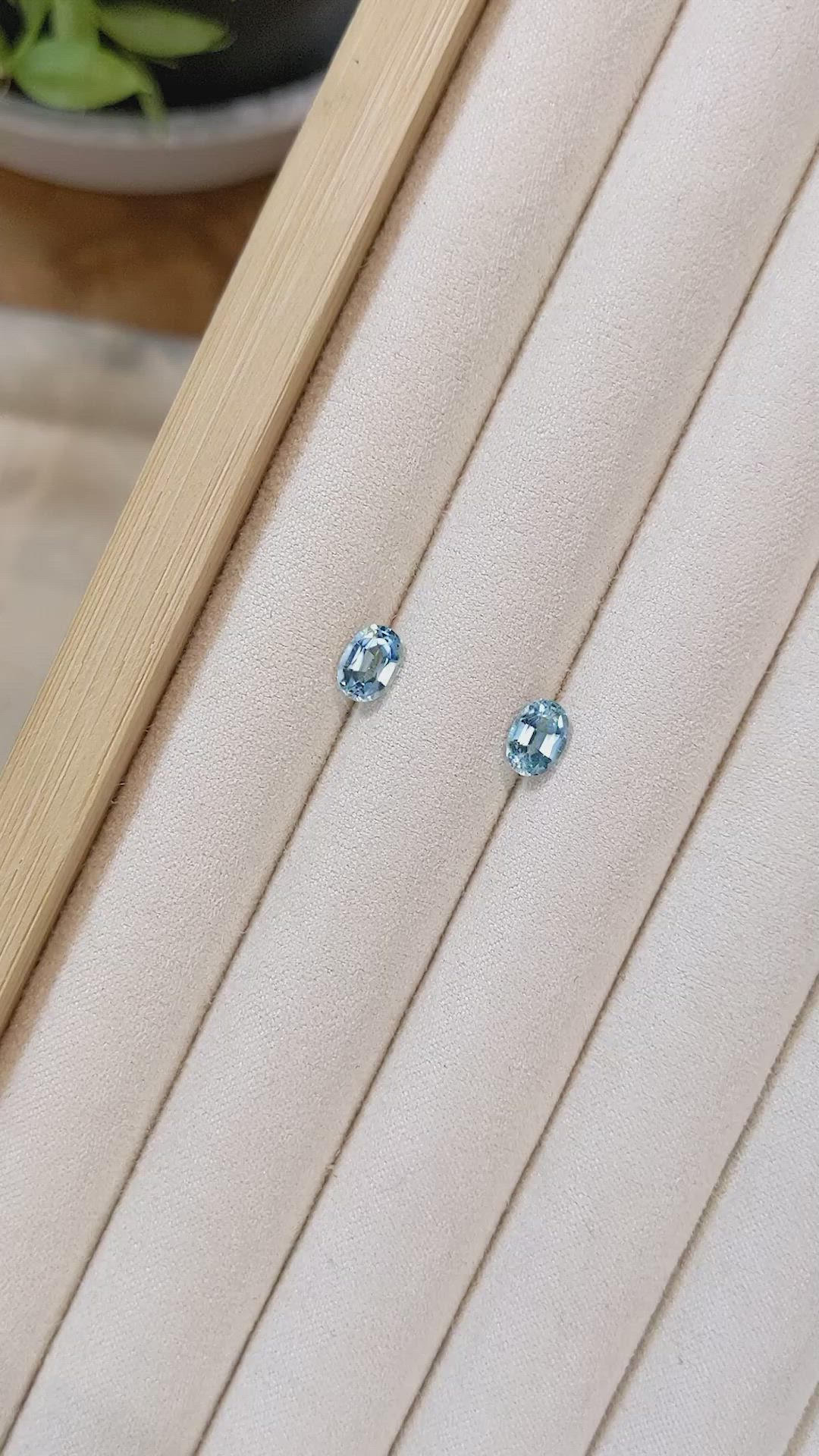 1.48&nbsp;Ct.Tw.Total Carat Weight Blue Aquamarine Pair from Brazil Size Video