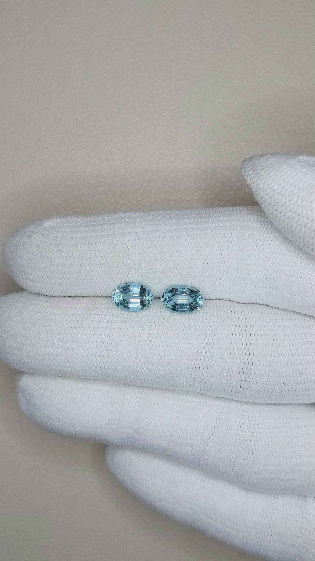 1.48&nbsp;Ct.Tw.Total Carat Weight Blue Aquamarine Pair from Brazil Size Video
