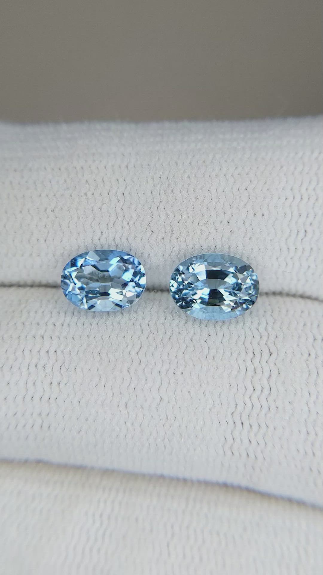 1.81&nbsp;Ct.Tw.Total Carat Weight Blue Aquamarine Pair from Brazil Size Video