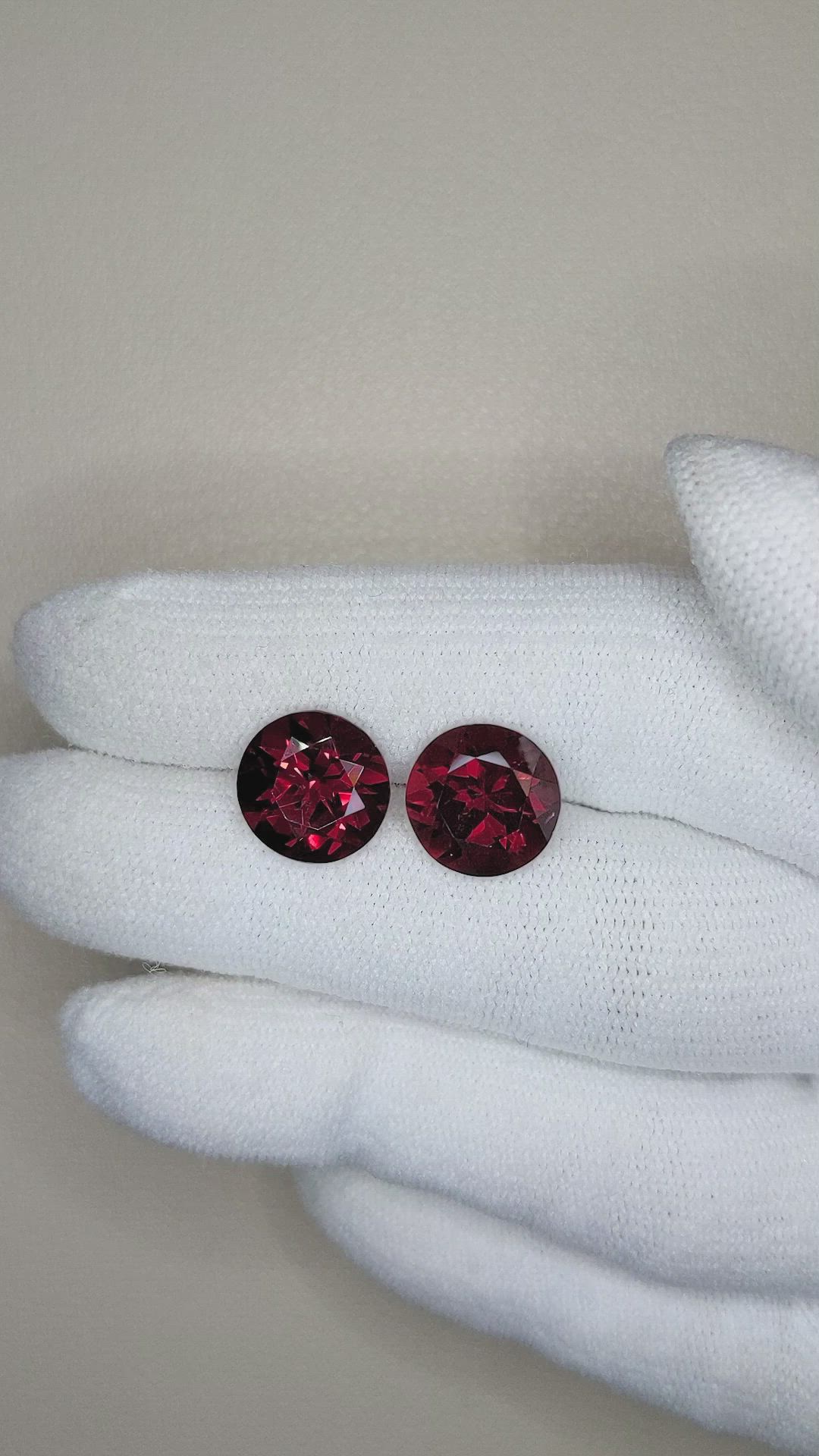 8.21 Ct.Tw.Total Carat Weight Red Garnet Pair from Tanzania Size Video