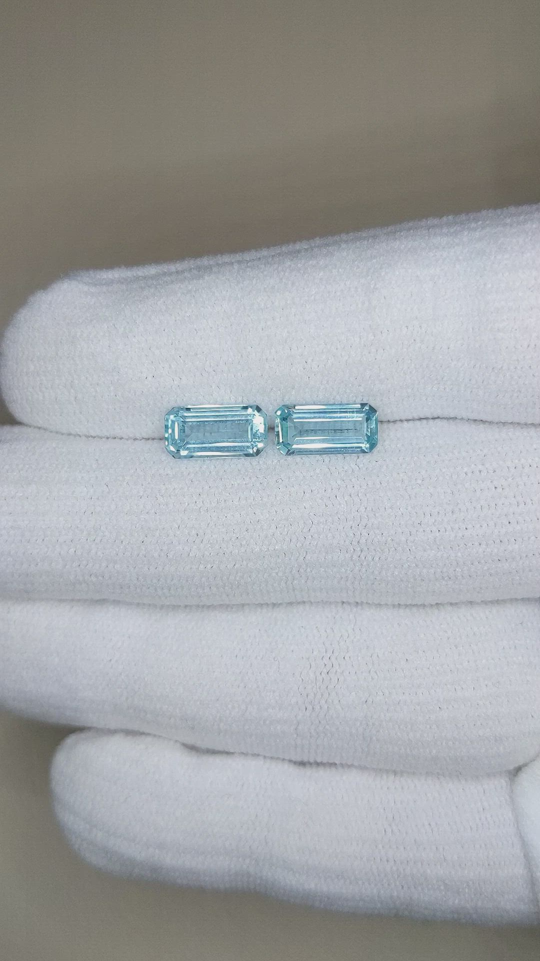 2.48&nbsp;Ct.Tw.Total Carat Weight Blue Aquamarine Pair from Brazil Size Video