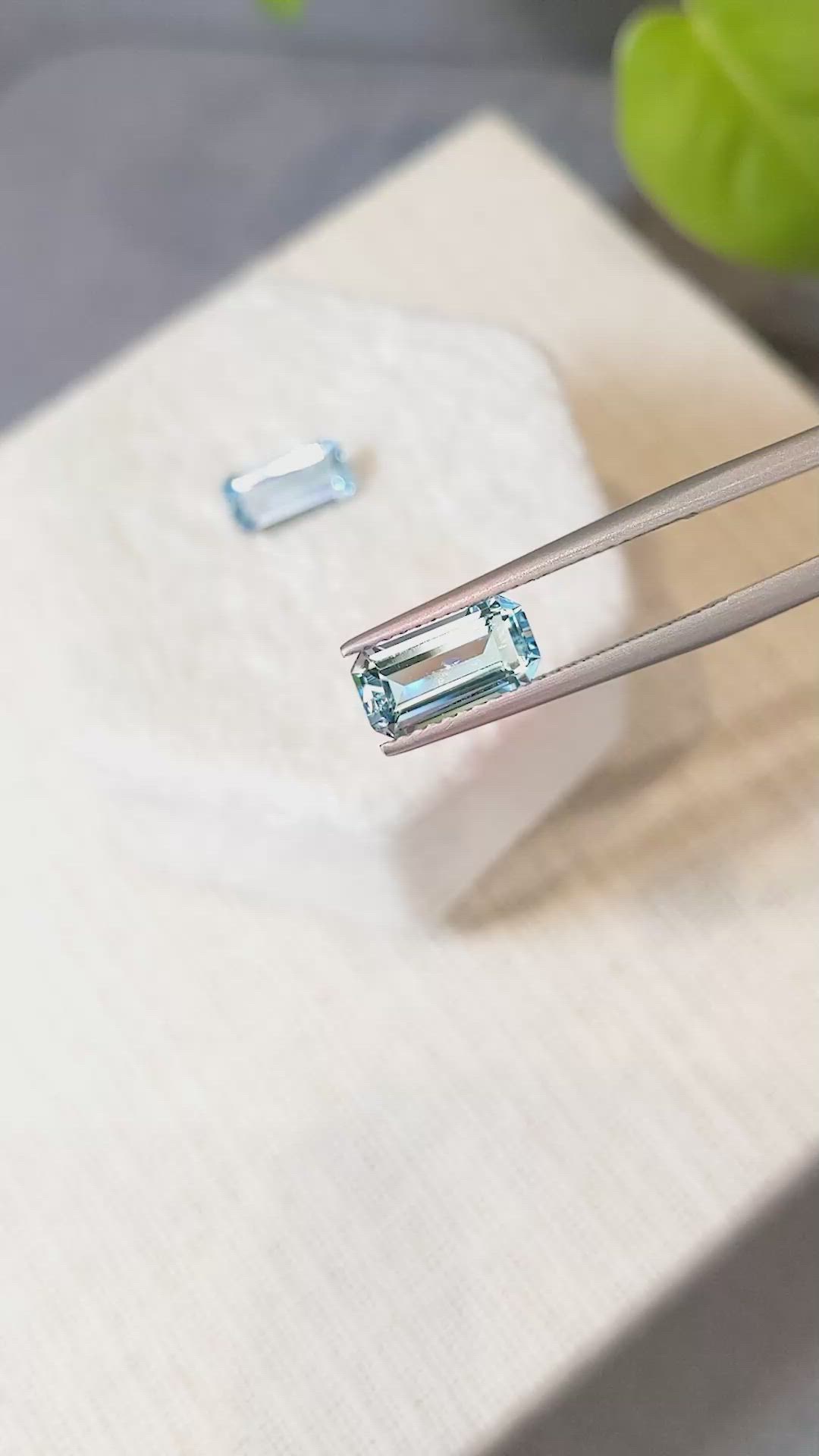 2.48&nbsp;Ct.Tw.Total Carat Weight Blue Aquamarine Pair from Brazil Size Video