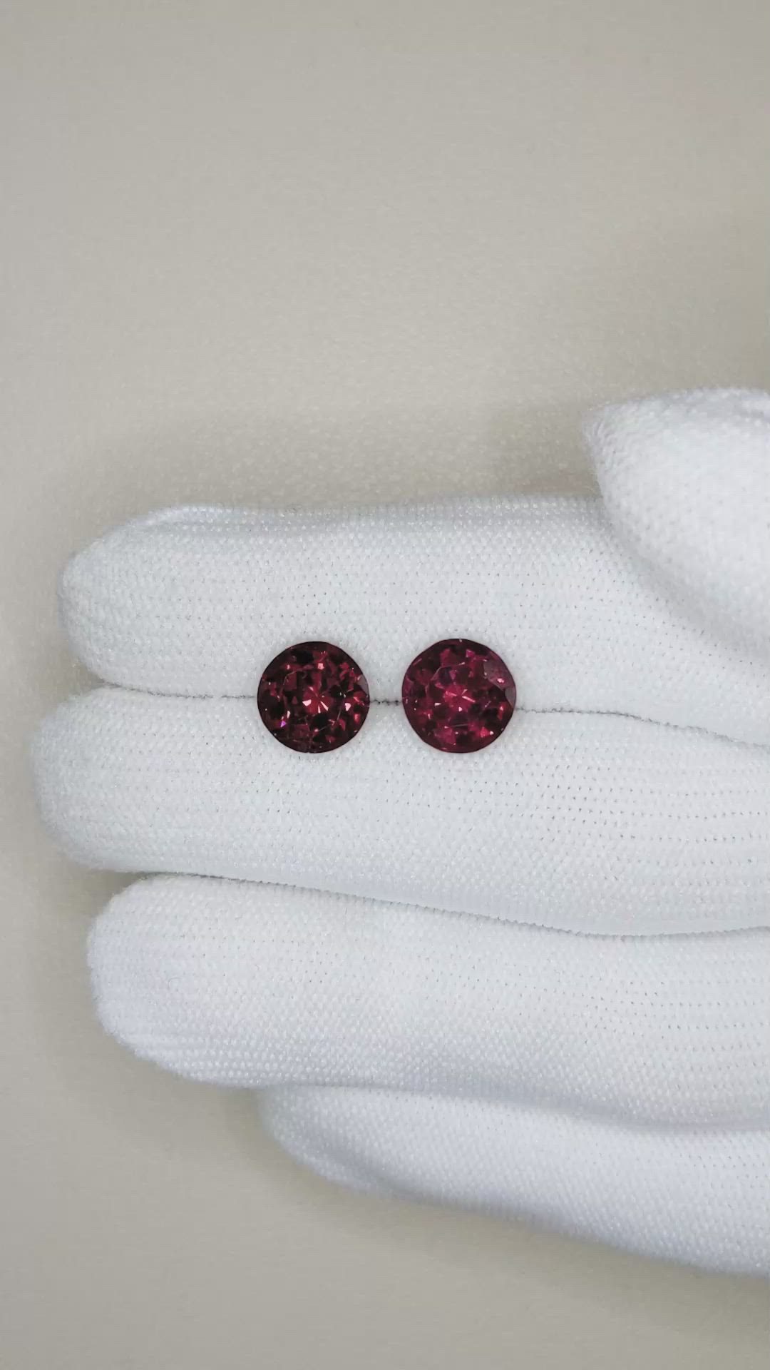 7.14 Ct.Tw.Total Carat Weight Pinkish Purple Rhodolite Garnet Pair from Tanzania Size Video