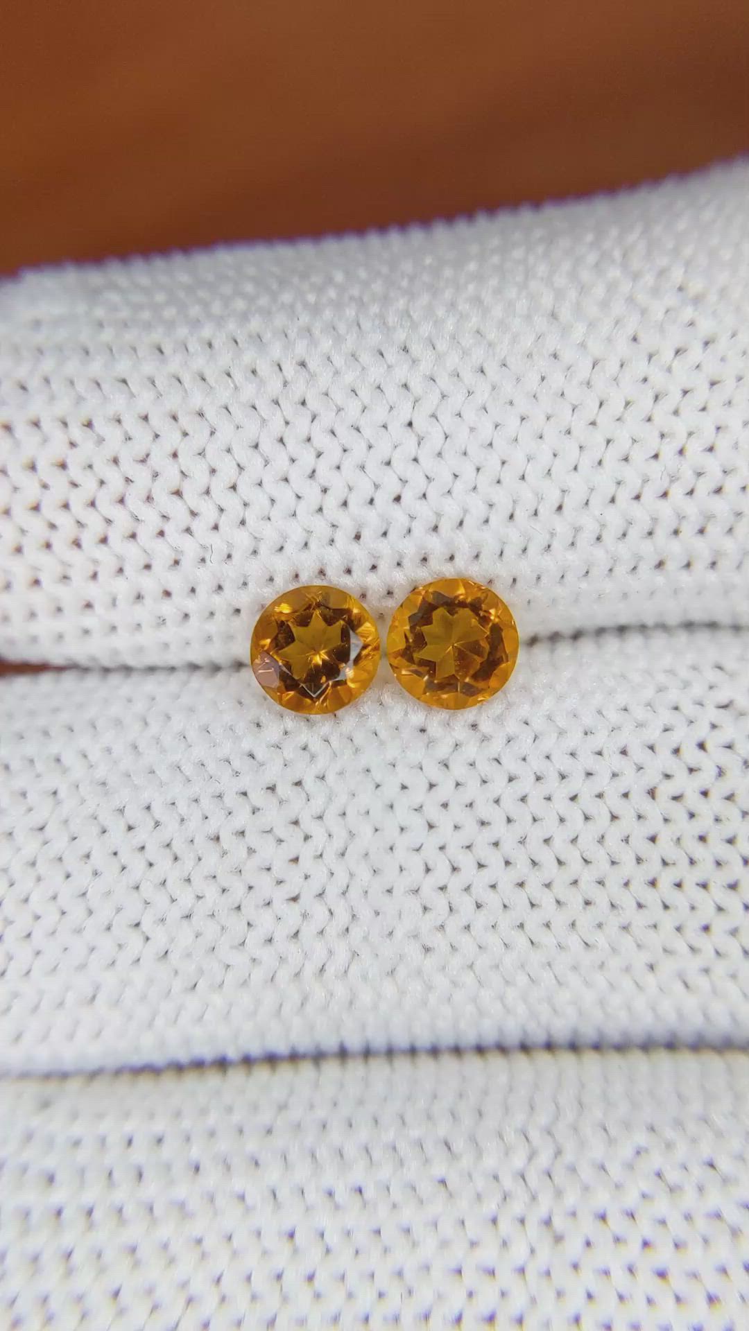 0.91&nbsp;Ct.Tw.Total Carat Weight Yellowish Orange Madeira Citrine Pair from Brazil Size Video