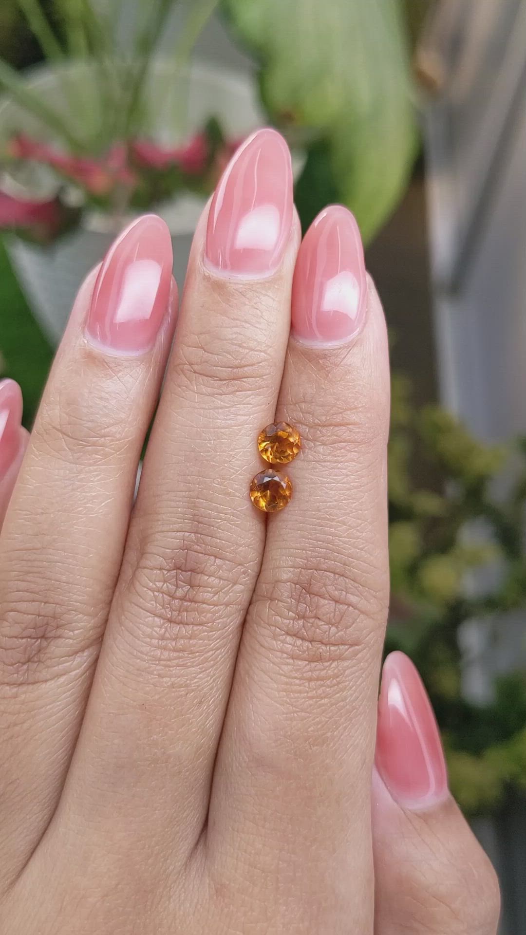 0.91&nbsp;Ct.Tw.Total Carat Weight Yellowish Orange Madeira Citrine Pair from Brazil Size Video