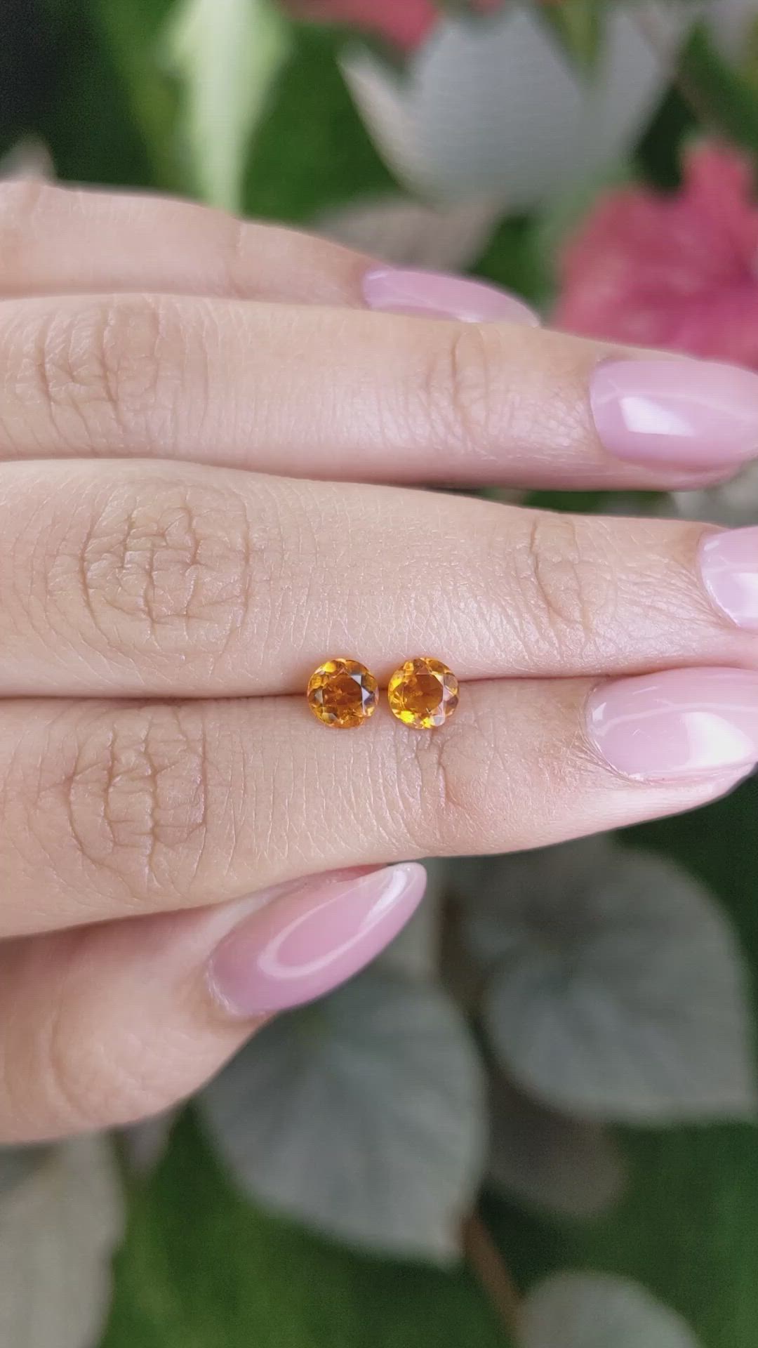0.78&nbsp;Ct.Tw.Total Carat Weight Yellowish Orange Madeira Citrine Pair from Brazil Size Video