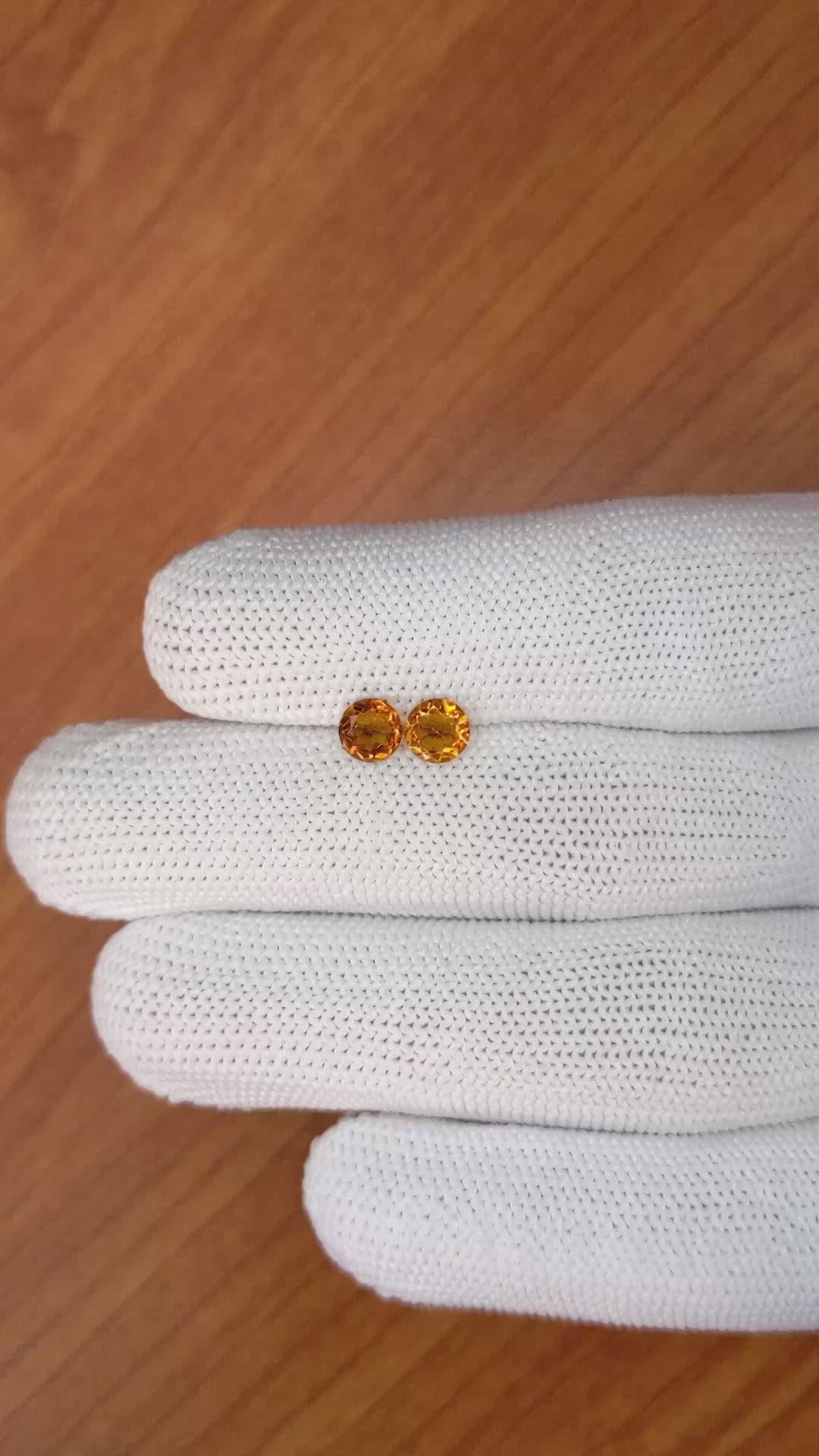 0.79 Ct.Tw.Total Carat Weight Orange Madeira Citrine Pair from Brazil Size Video