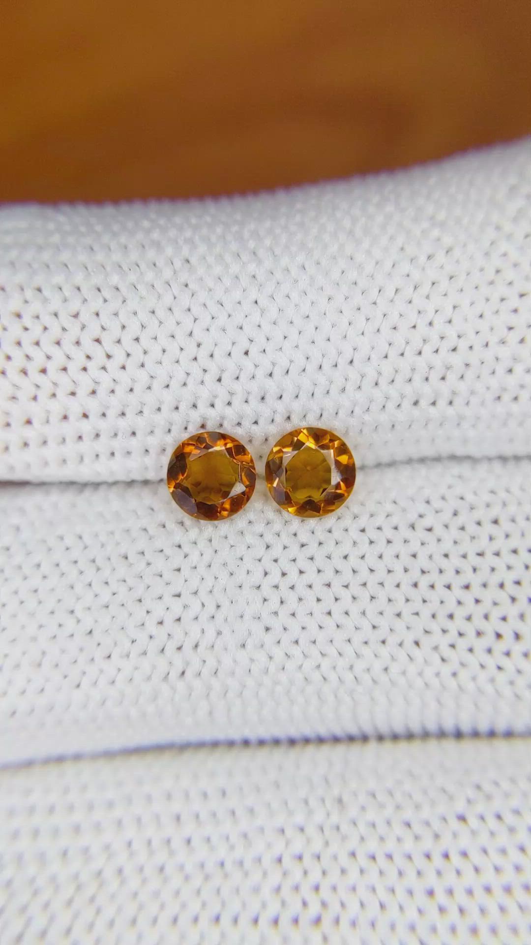 0.79 Ct.Tw.Total Carat Weight Orange Madeira Citrine Pair from Brazil Size Video