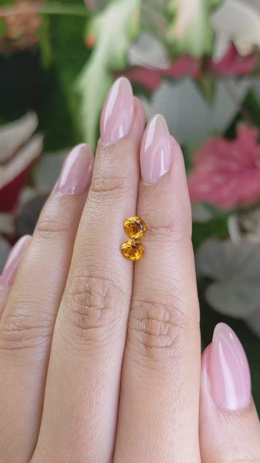 0.94 Ct.Tw.Total Carat Weight Madeira Citrine Pair from Brazil Size Video