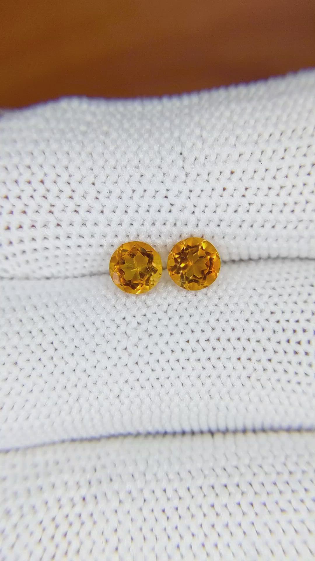 0.94 Ct.Tw.Total Carat Weight Madeira Citrine Pair from Brazil Size Video