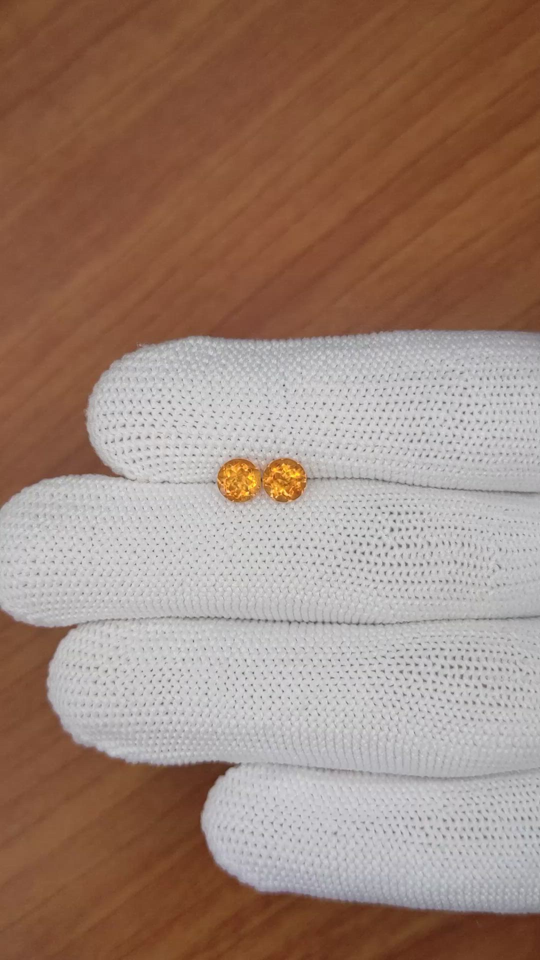 0.94 Ct.Tw.Total Carat Weight Madeira Citrine Pair from Brazil Size Video