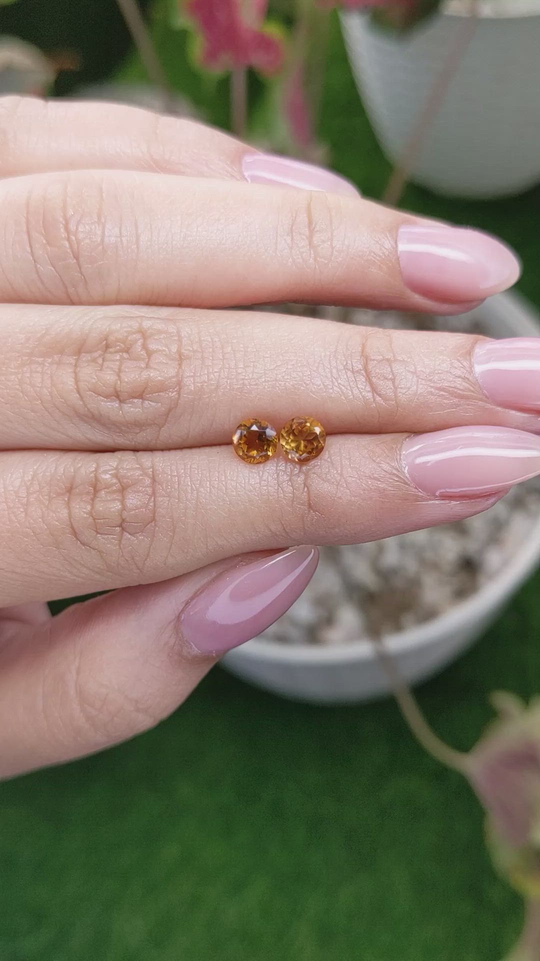 0.94 Ct.Tw.Total Carat Weight Madeira Citrine Pair from Brazil Size Video