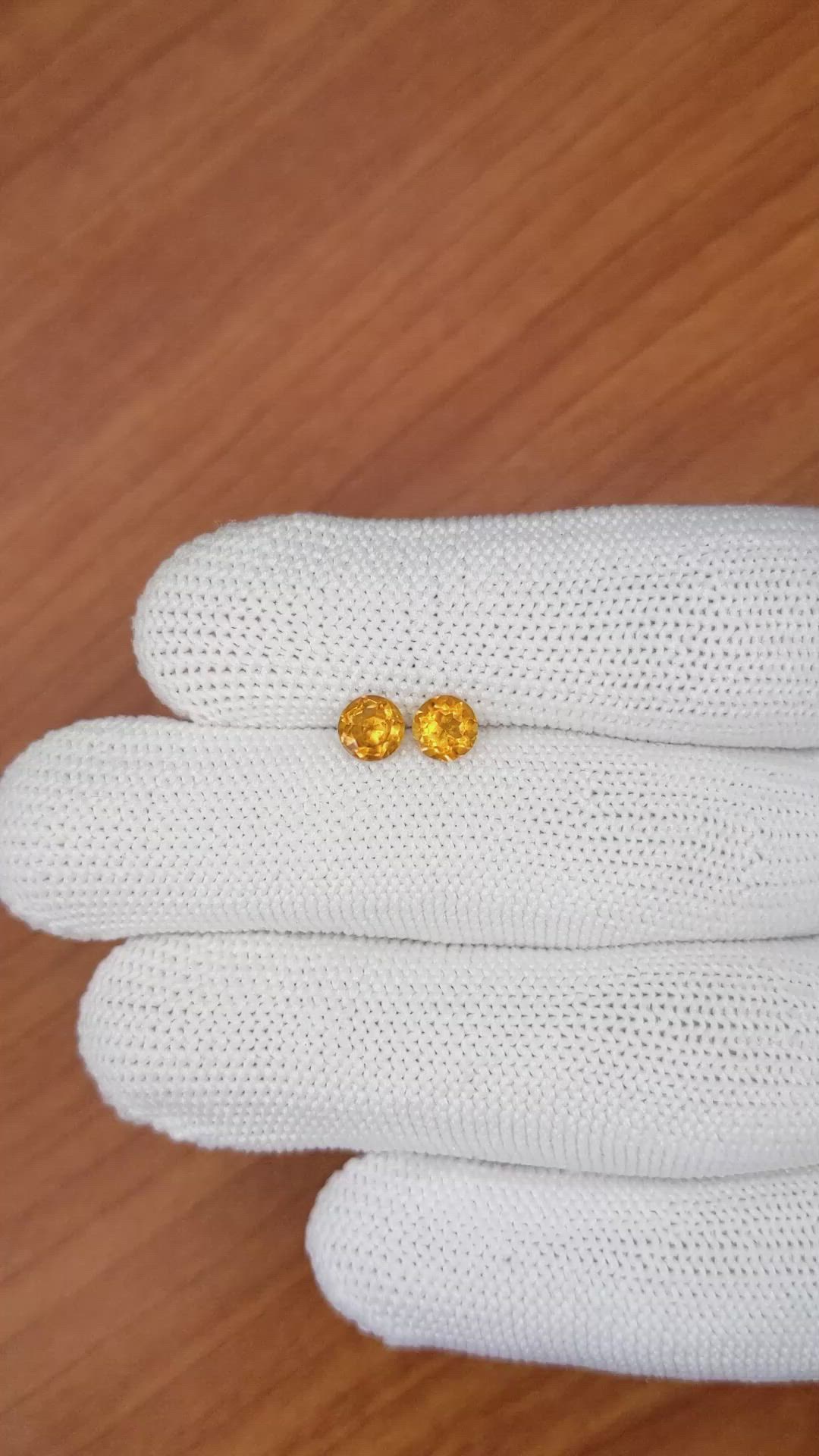 0.93 Ct.Tw.Total Carat Weight Madeira Citrine Pair from Brazil Size Video