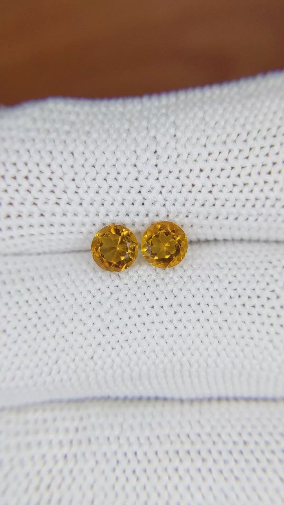 0.93 Ct.Tw.Total Carat Weight Madeira Citrine Pair from Brazil Size Video