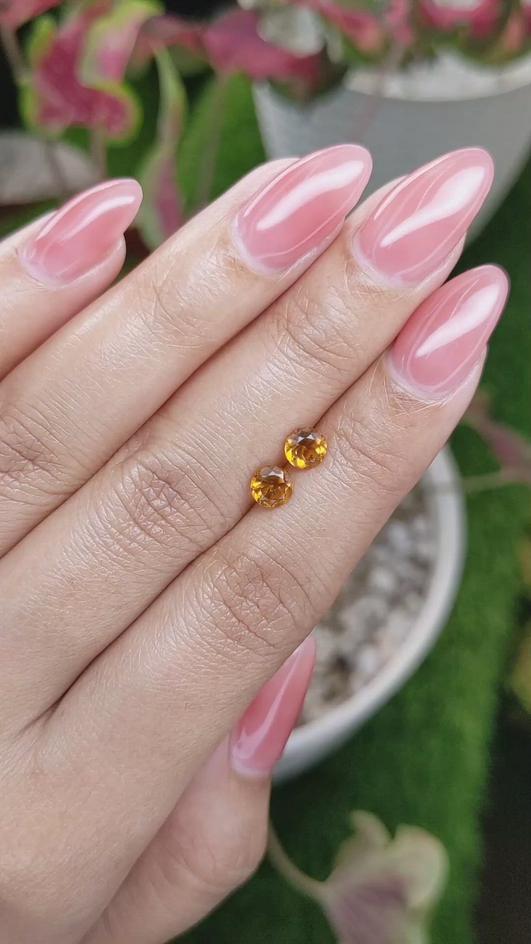 0.93 Ct.Tw.Total Carat Weight Madeira Citrine Pair from Brazil Size Video