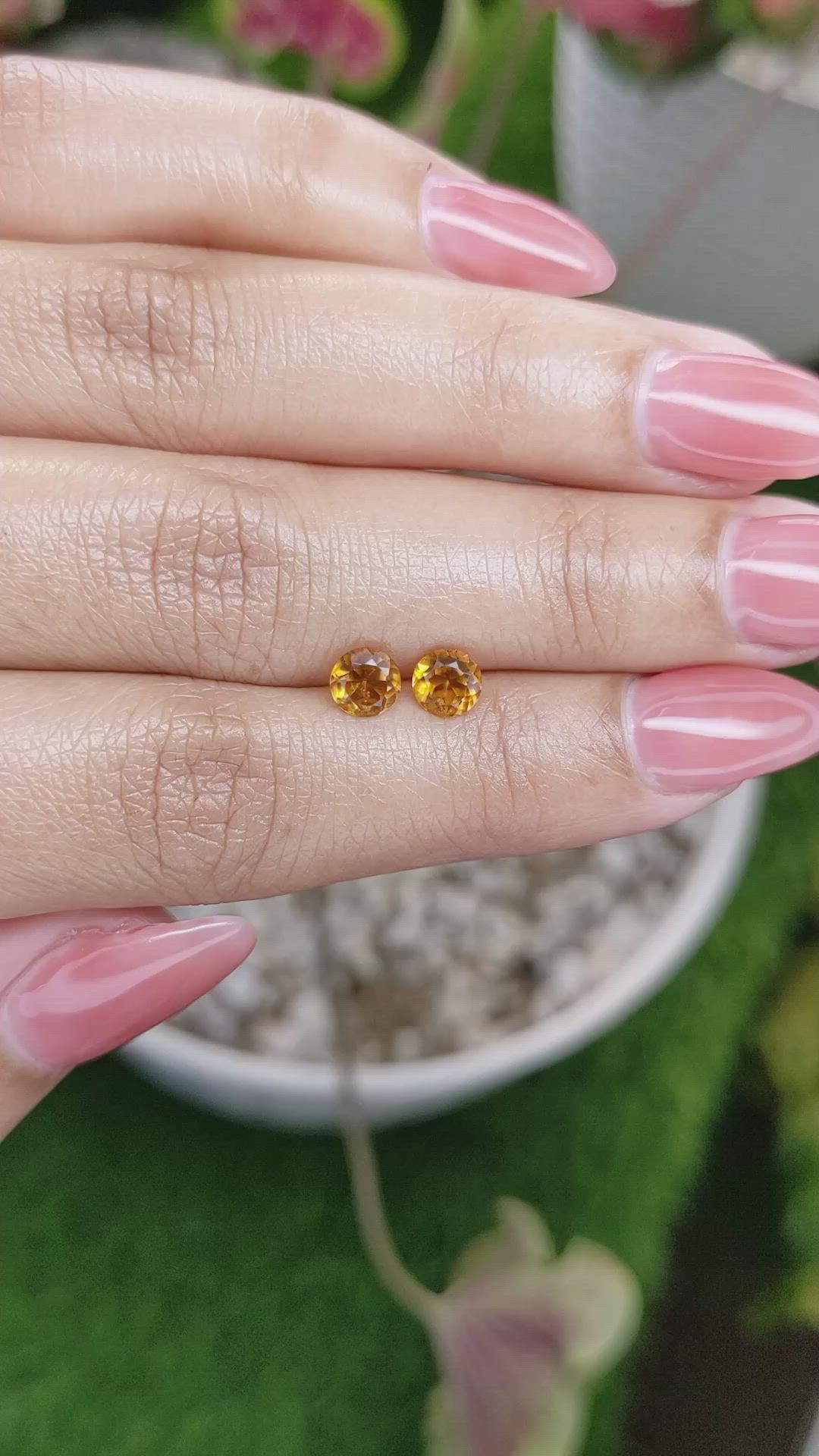 0.93 Ct.Tw.Total Carat Weight Madeira Citrine Pair from Brazil Size Video