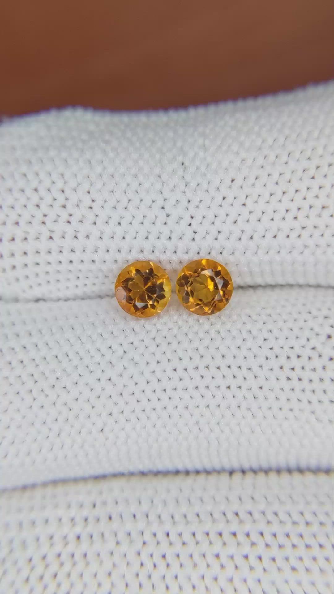 0.92&nbsp;Ct.Tw.Total Carat Weight Yellowish Orange Madeira Citrine Pair from Brazil Size Video