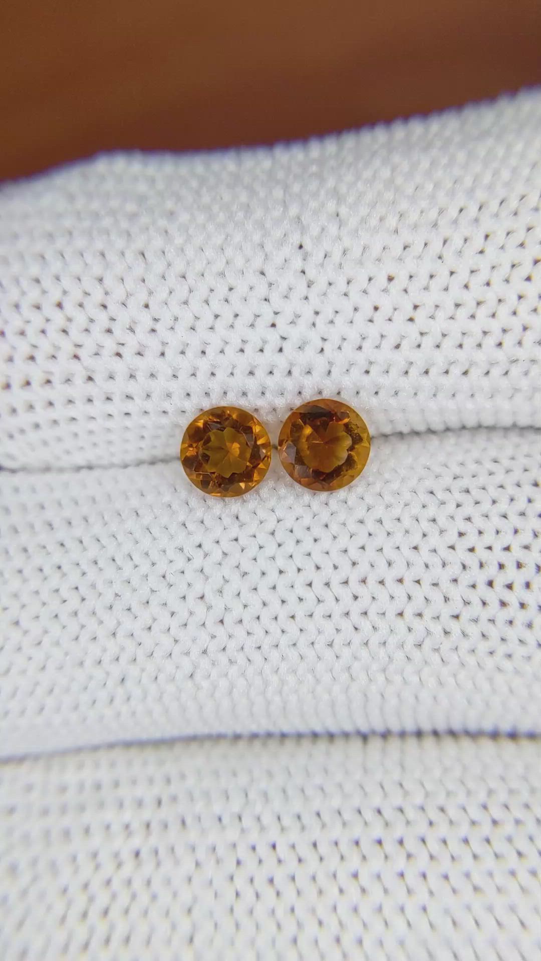 0.92&nbsp;Ct.Tw.Total Carat Weight Madeira Citrine Pair from Brazil Size Video