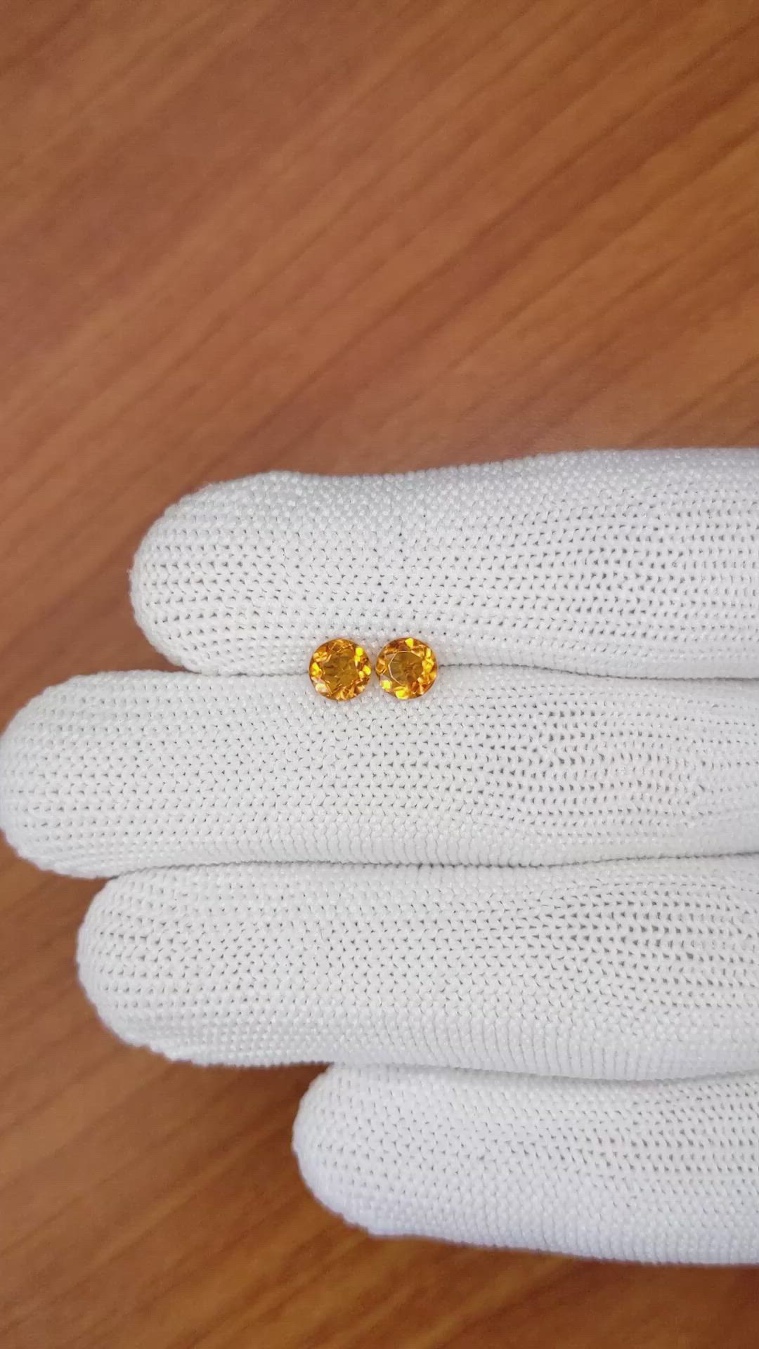 0.84&nbsp;Ct.Tw.Total Carat Weight Yellowish Orange Madeira Citrine Pair from Brazil Size Video