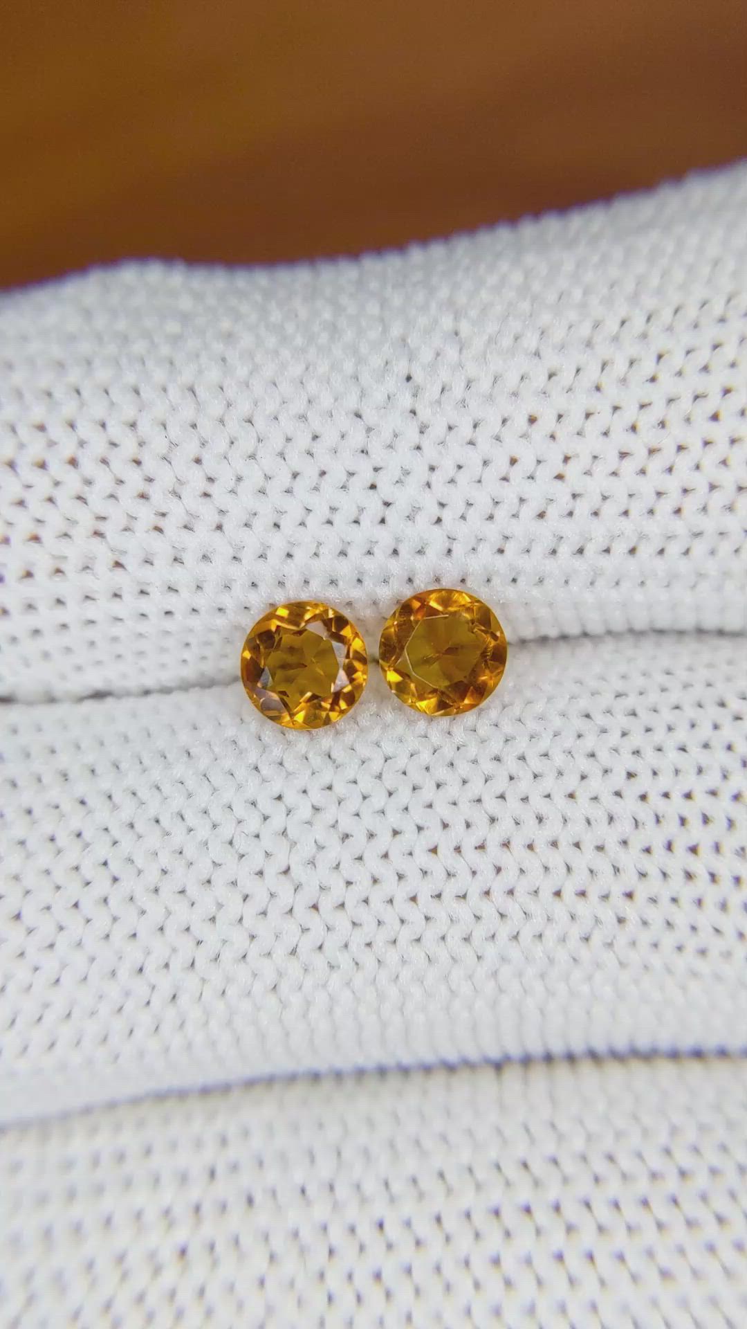 0.84&nbsp;Ct.Tw.Total Carat Weight Yellowish Orange Madeira Citrine Pair from Brazil Size Video