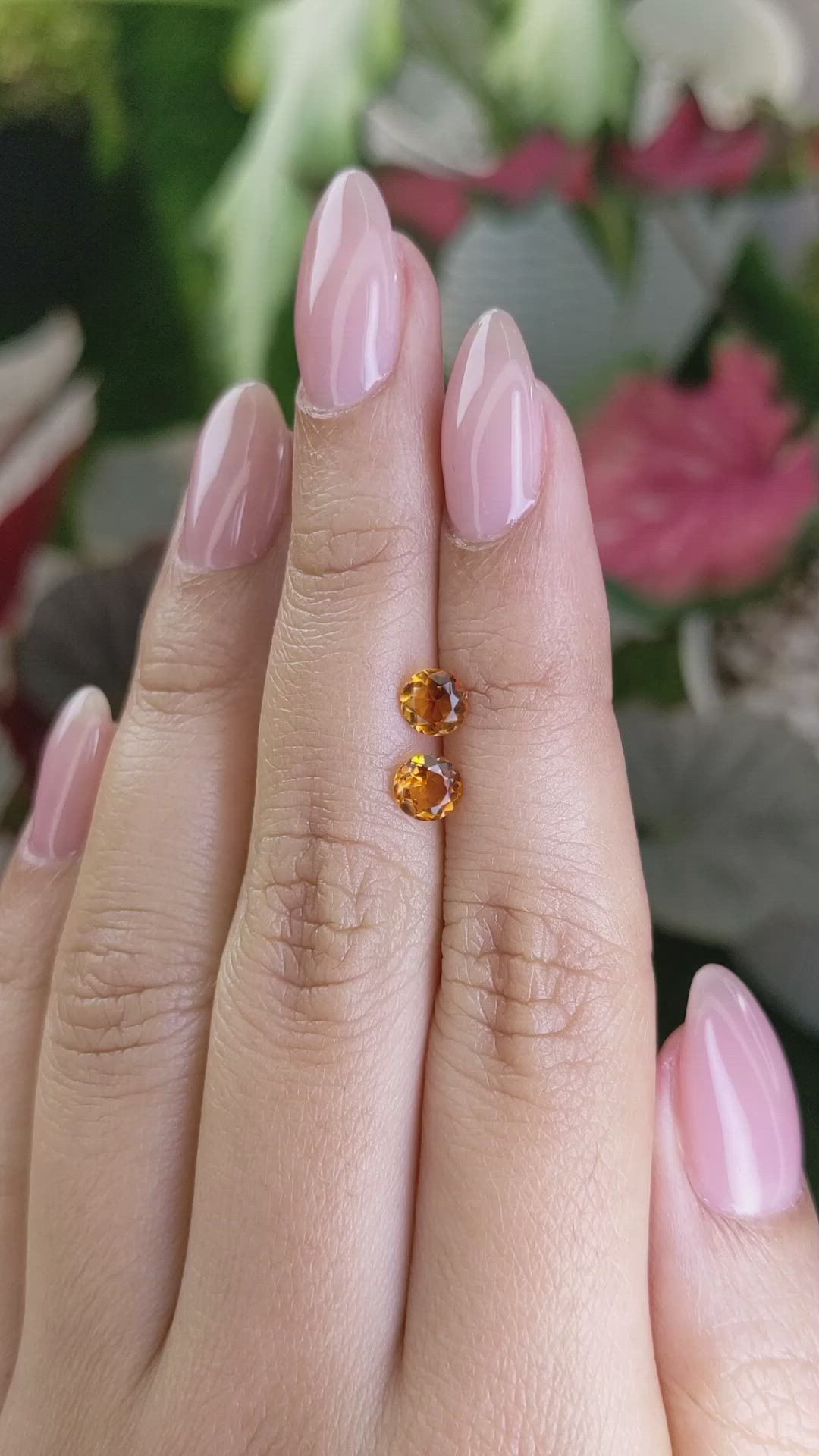 0.84&nbsp;Ct.Tw.Total Carat Weight Yellowish Orange Madeira Citrine Pair from Brazil Size Video