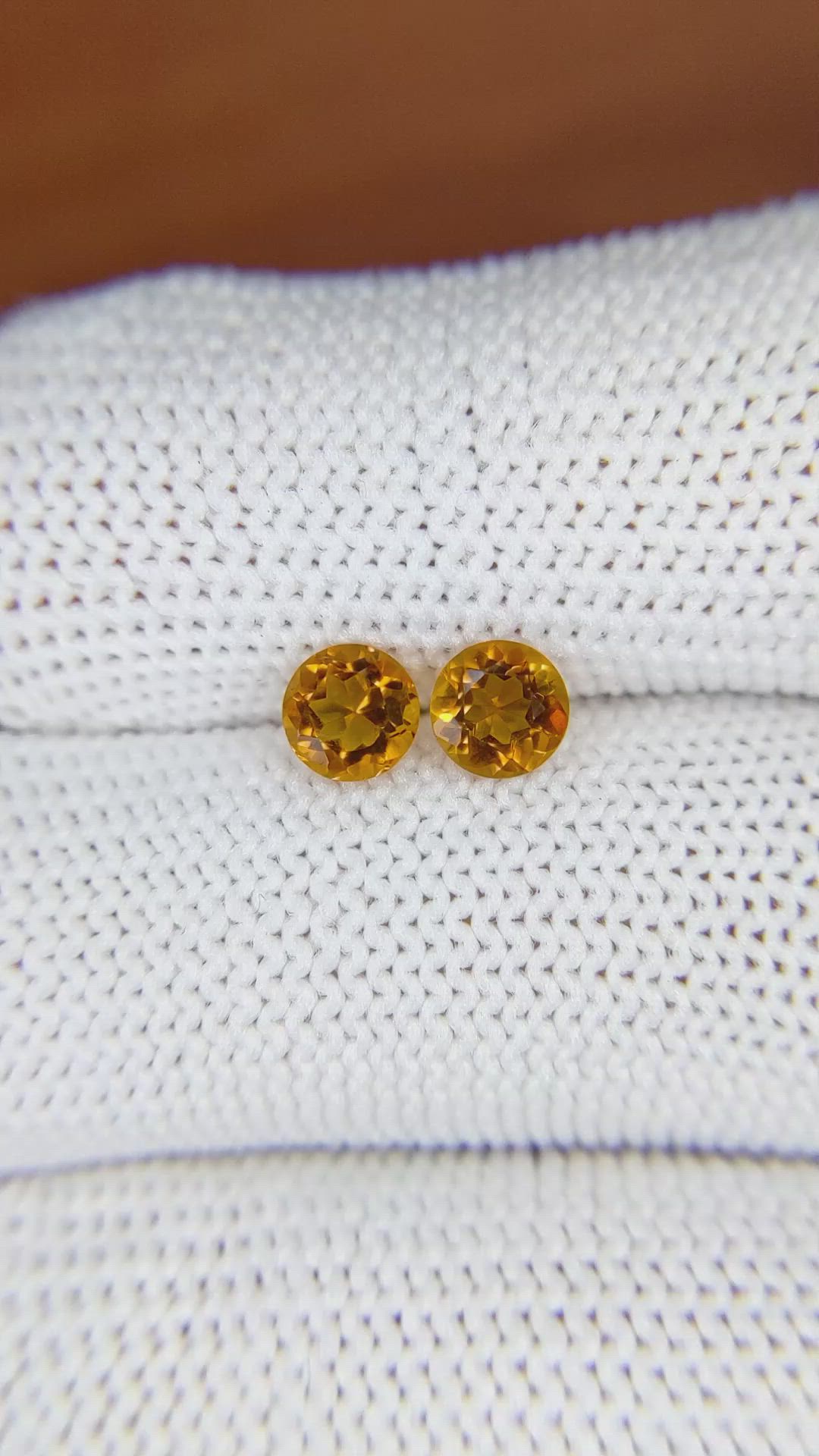 0.92&nbsp;Ct.Tw.Total Carat Weight Madeira Citrine Pair from Brazil Size Video