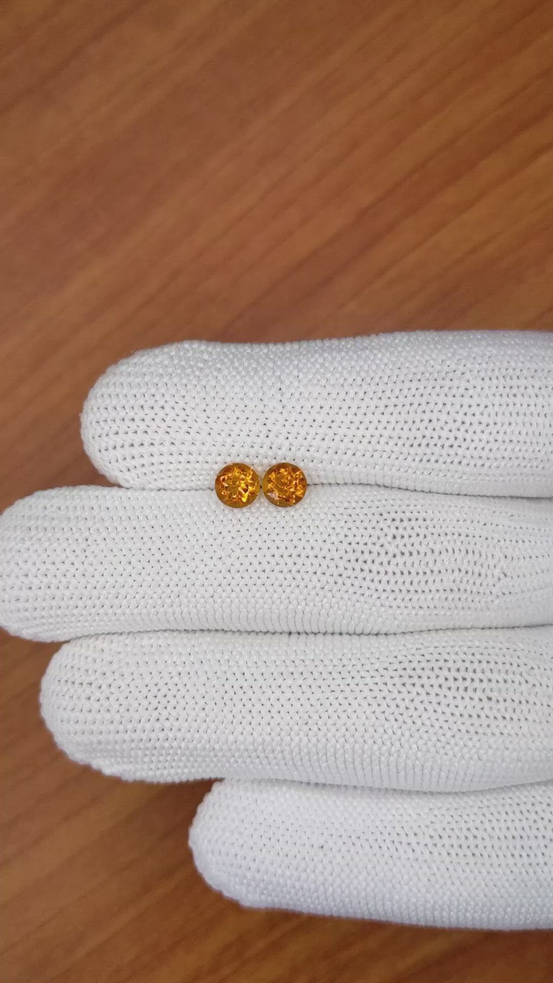 0.94&nbsp;Ct.Tw.Total Carat Weight Orange Madeira Citrine Pair from Brazil Size Video