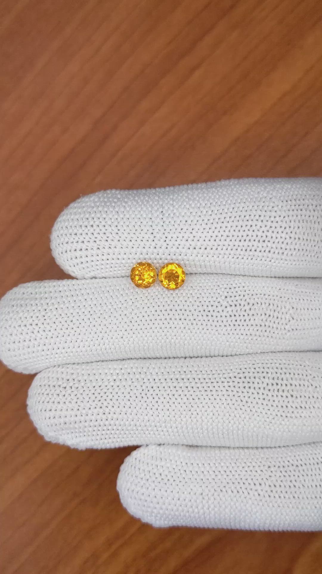 0.97&nbsp;Ct.Tw.Total Carat Weight Madeira Citrine Pair from Brazil Size Video