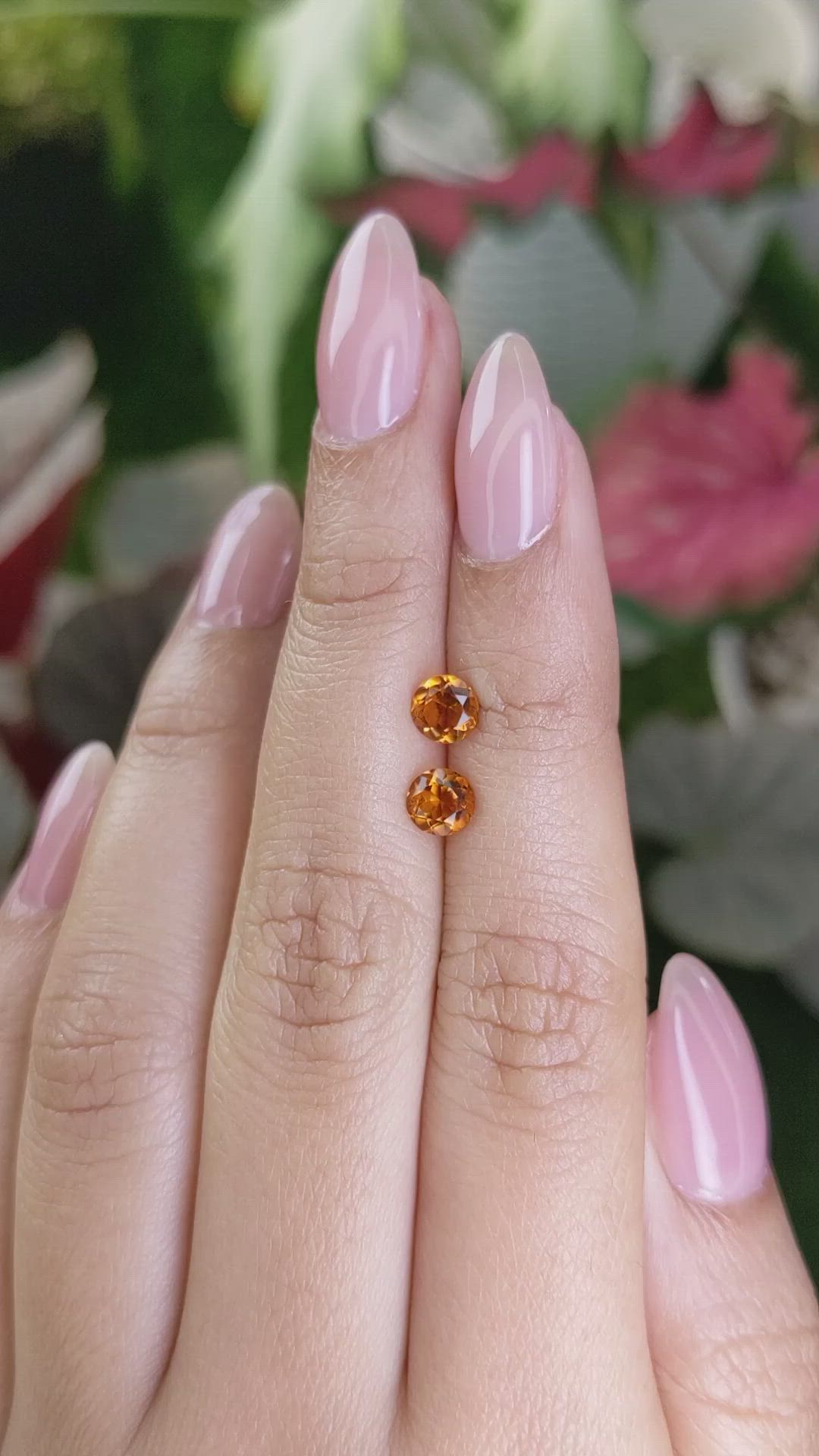 0.89 Ct.Tw.Total Carat Weight Madeira Citrine Pair from Brazil Size Video