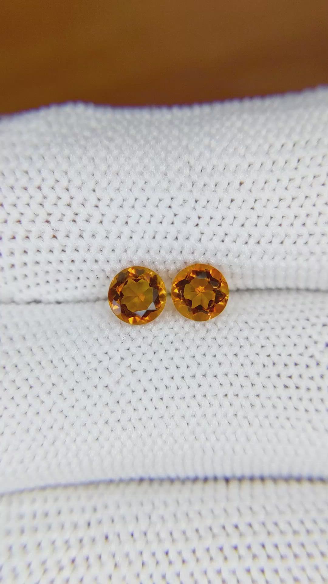 0.89 Ct.Tw.Total Carat Weight Madeira Citrine Pair from Brazil Size Video
