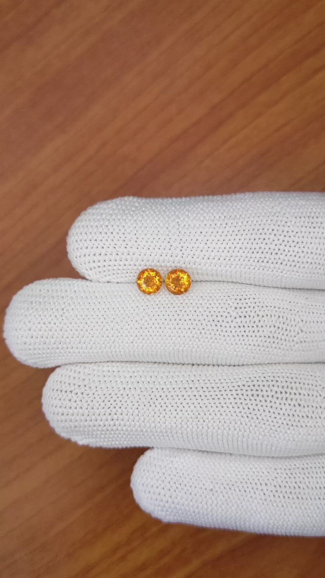 0.93&nbsp;Ct.Tw.Total Carat Weight Yellowish Orange Madeira Citrine Pair from Brazil Size Video